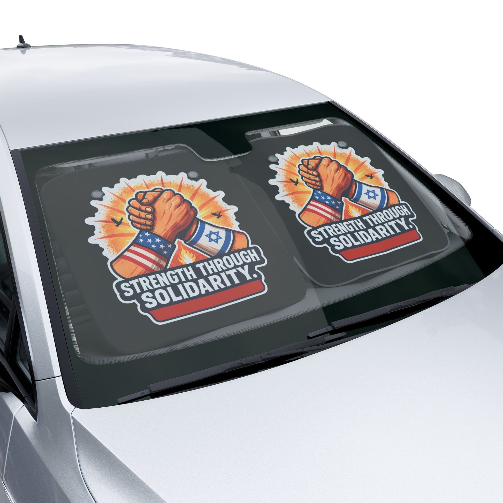 Strength Through Solidarity Car Sun Shades - American Zionist