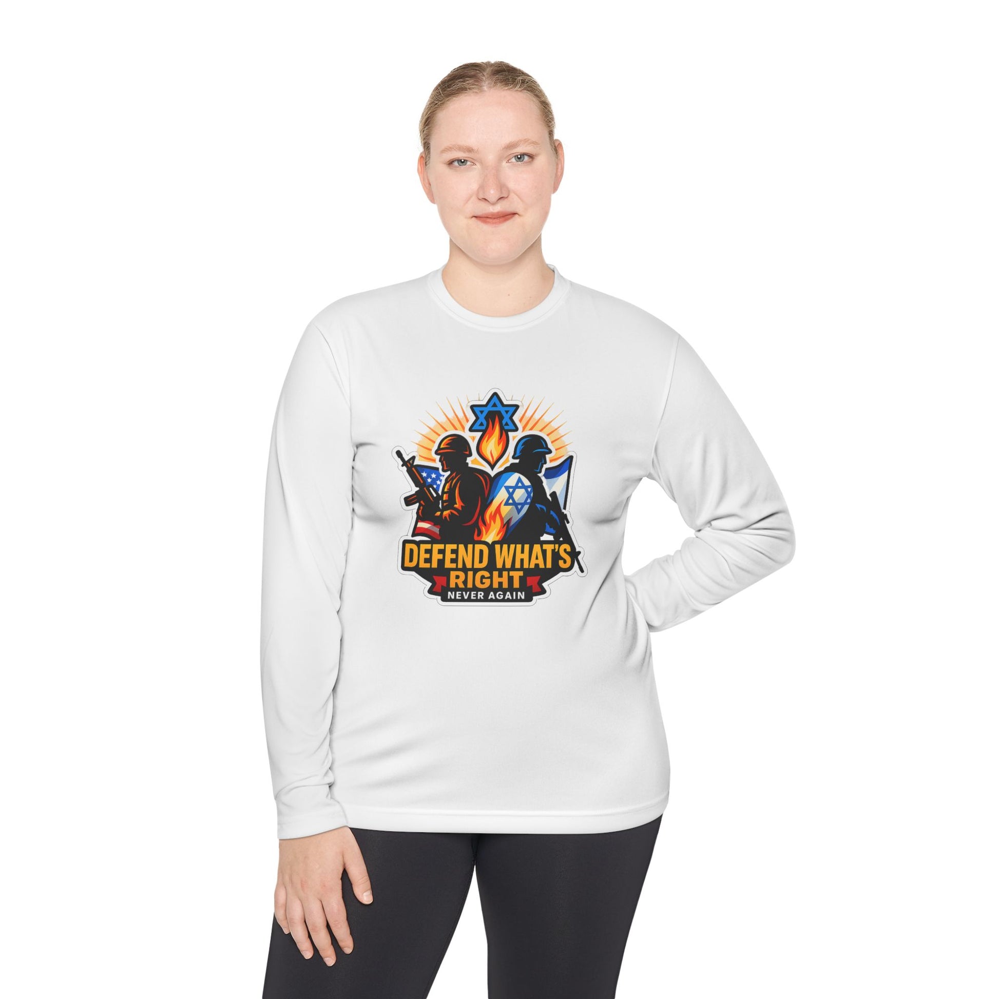 Defend What's Right Unisex Lightweight Long Sleeve Tee - American Zionist