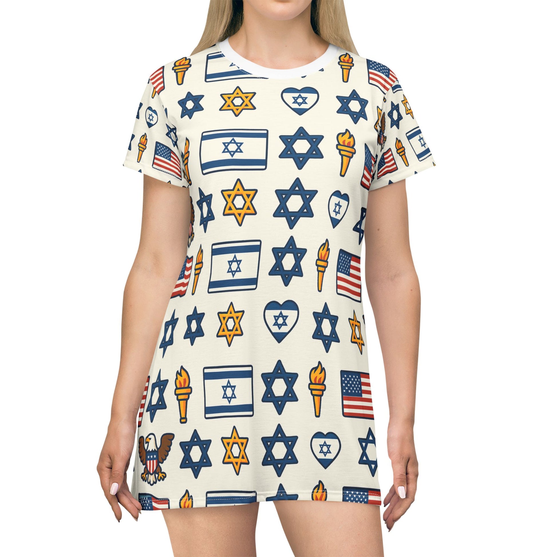 Symbol Of Shared Freedom T-Shirt Dress (AOP) - American Zionist