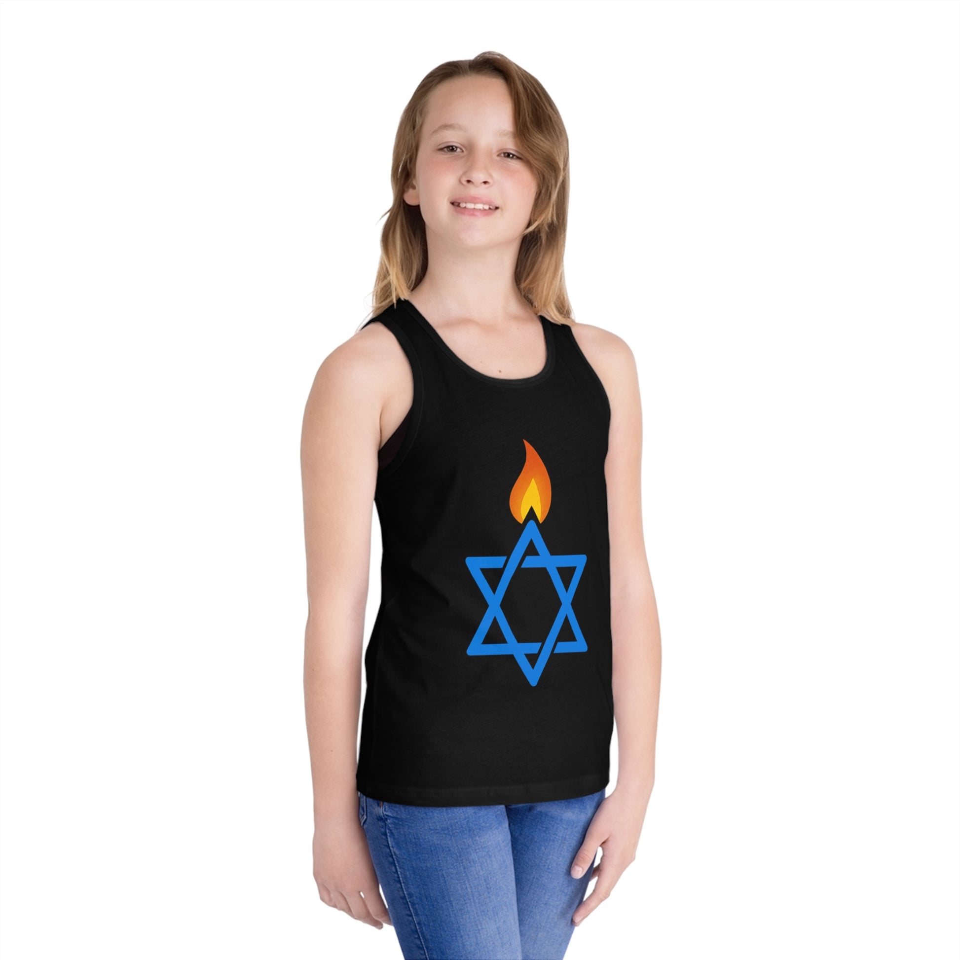 Fire Stars Of David Kid's Jersey Tank Top - American Zionist