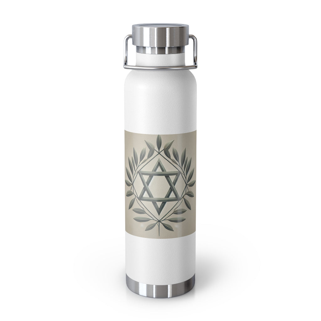 Olive and Star of David Copper Vacuum Insulated Bottle, 22oz - American Zionist