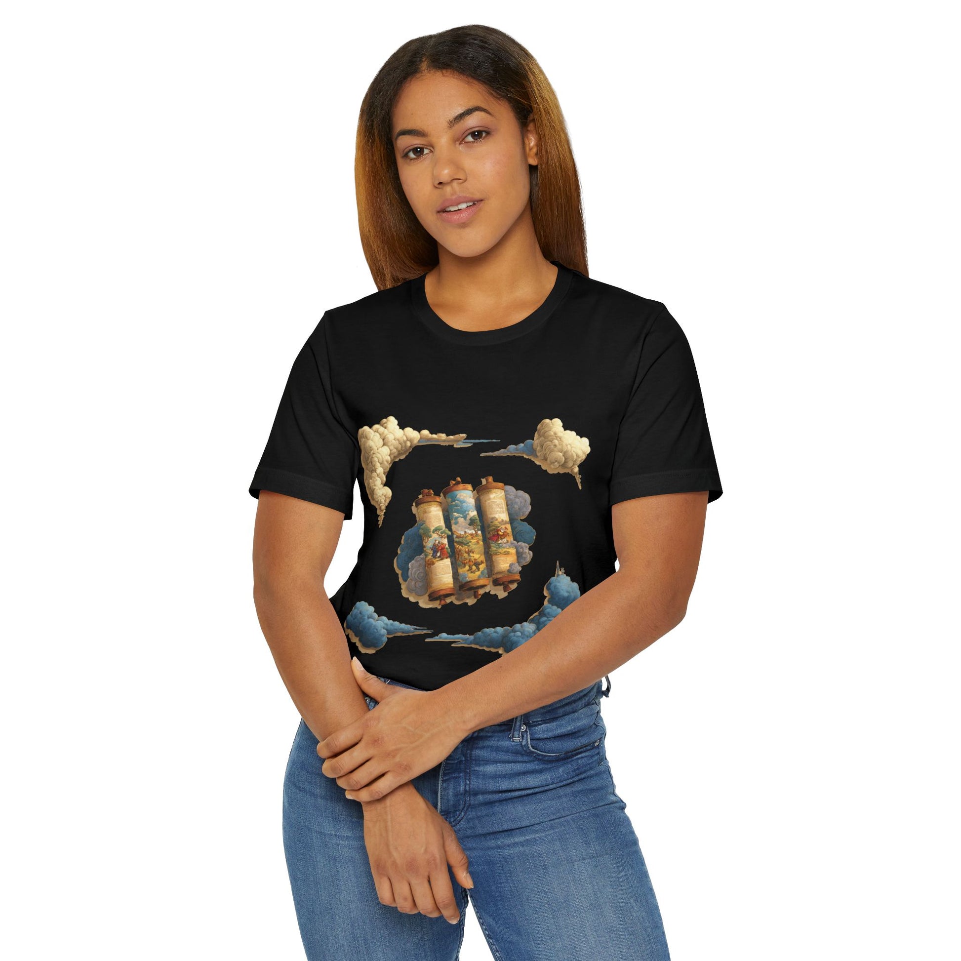 Cloudy Scroll of Moses Unisex Jersey T-Shirt - American Zionist