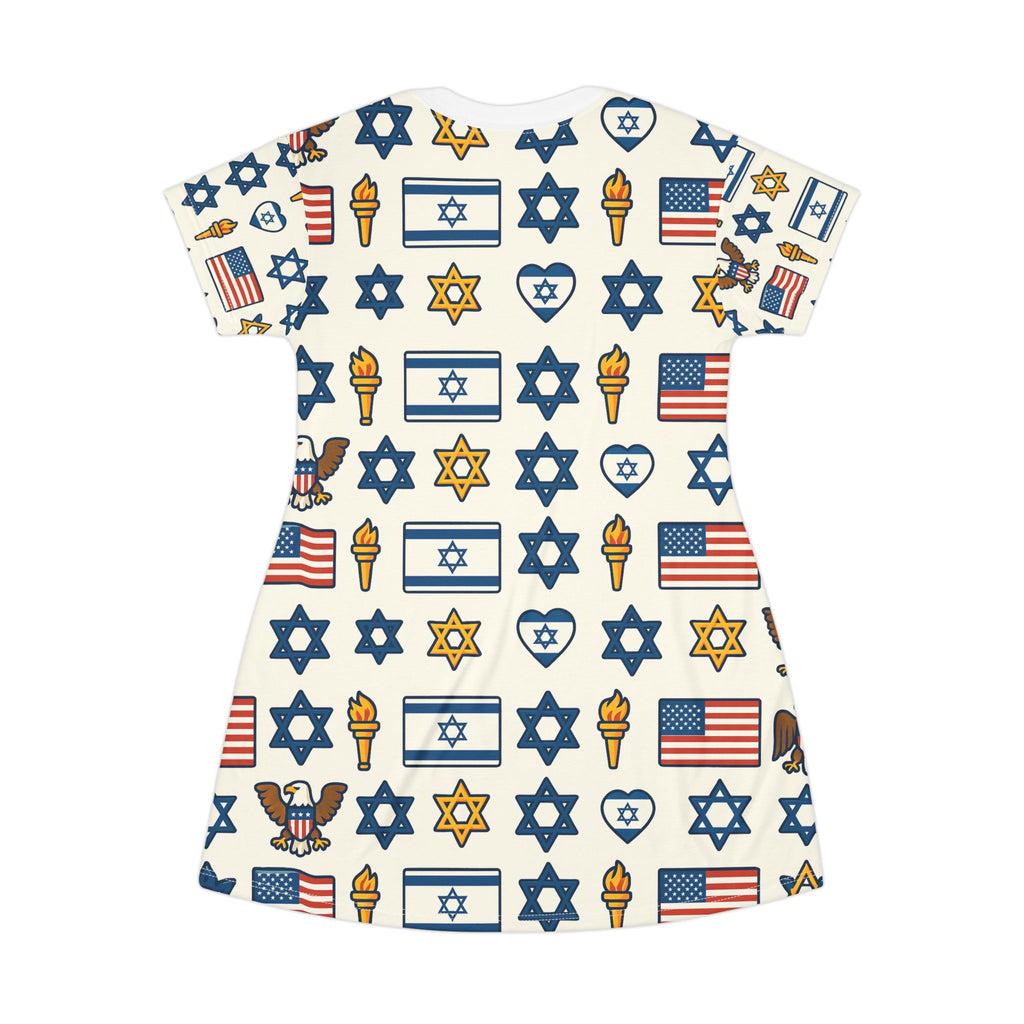 Symbol Of Shared Freedom T-Shirt Dress (AOP) - American Zionist
