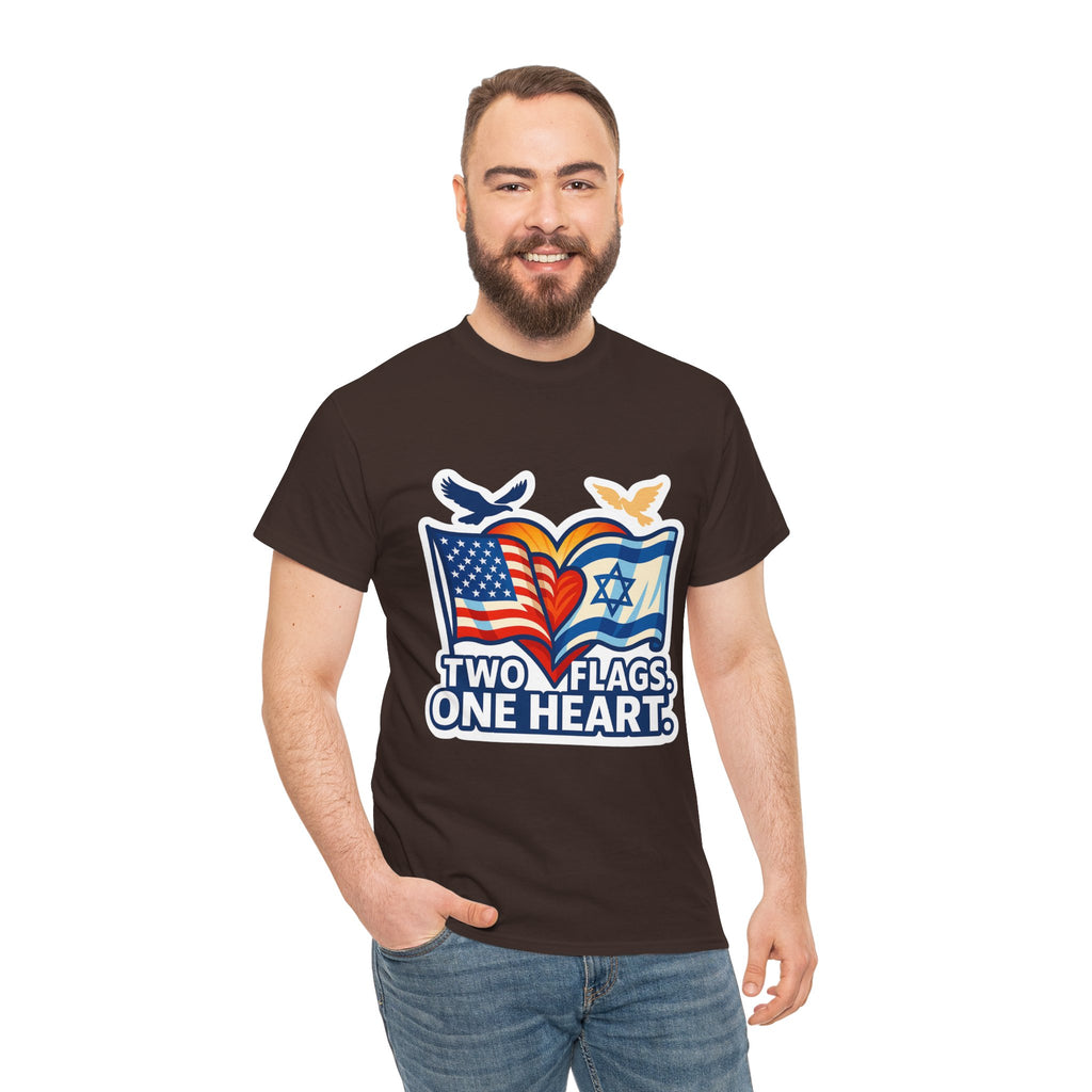 Two Flags One Heart Unisex Heavy Cotton Tee - American Zionist