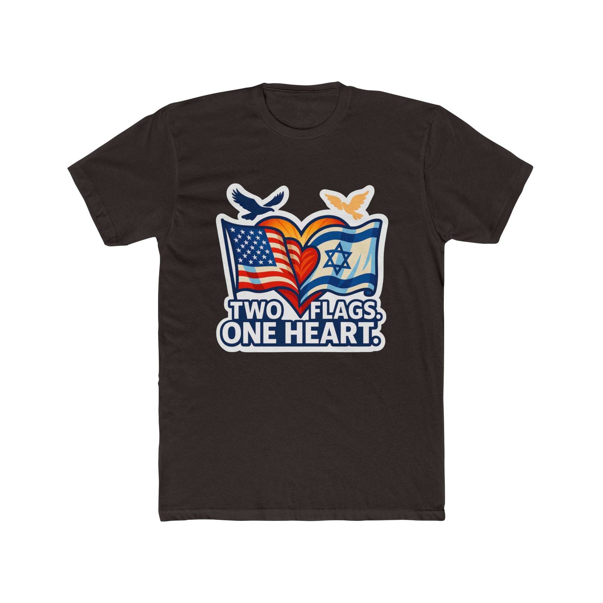 Two Flags. One Heart Unisex Cotton Crew Tee - American Zionist