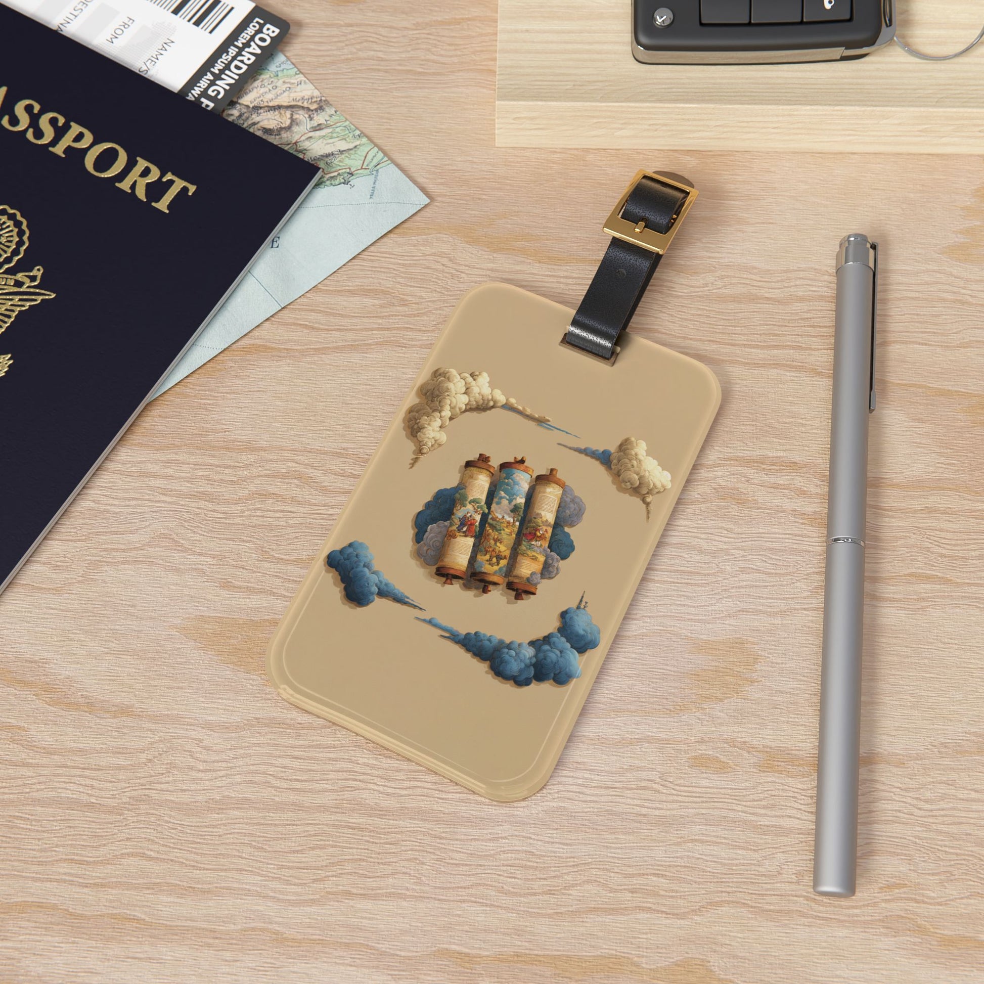Cloudy Scroll of Moses Vertical Luggage Tag - American Zionist