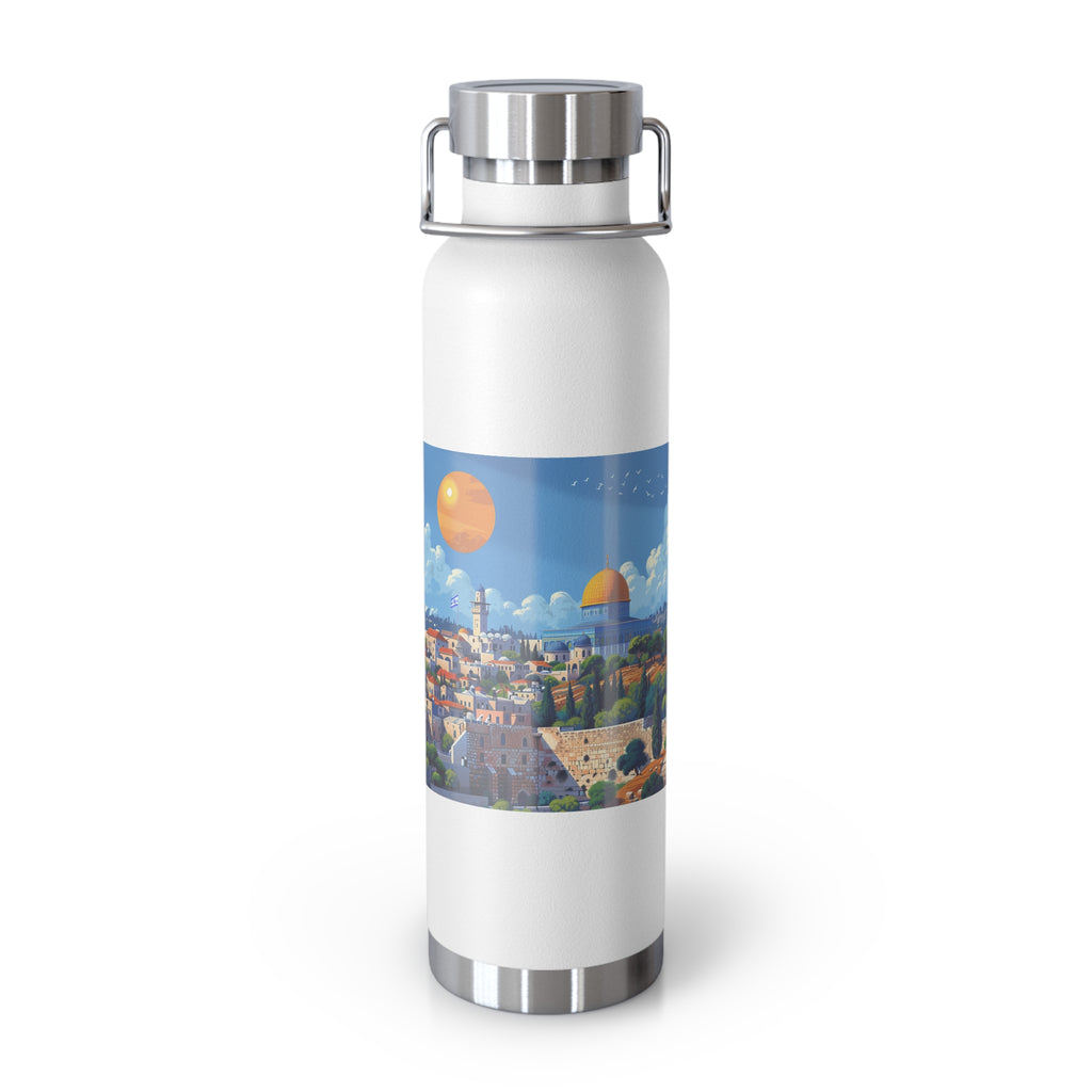 Jerusalem City Skyline Copper Vacuum Insulated Bottle, 22oz - American Zionist