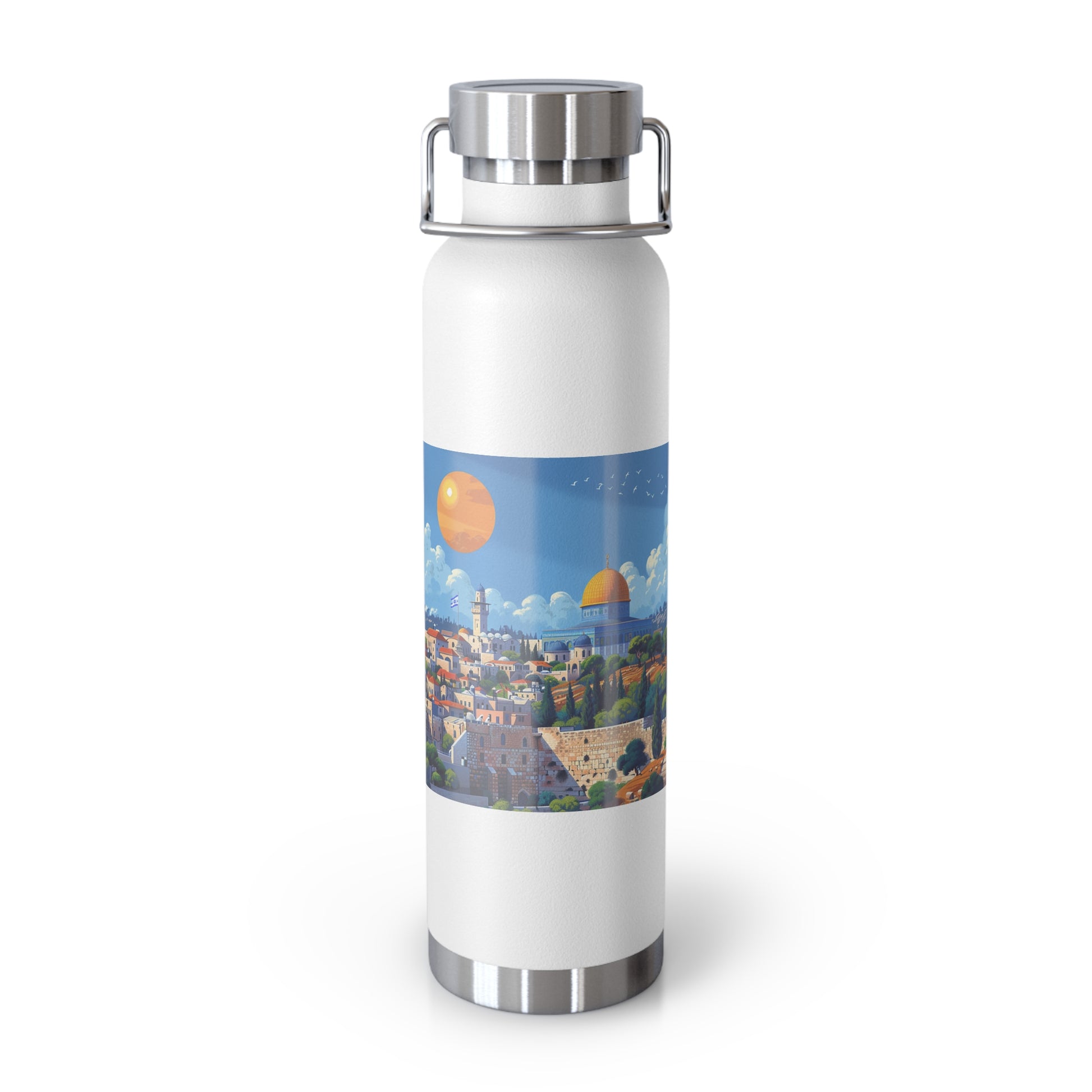 Jerusalem City Skyline Copper Vacuum Insulated Bottle, 22oz - American Zionist