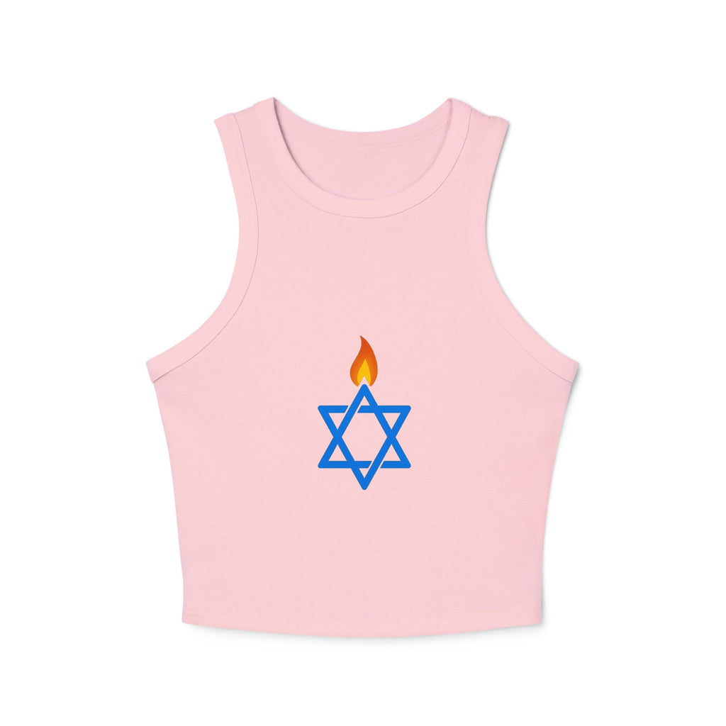 Fire Stars Of David Women's Micro Rib Racer Tank Top - American Zionist