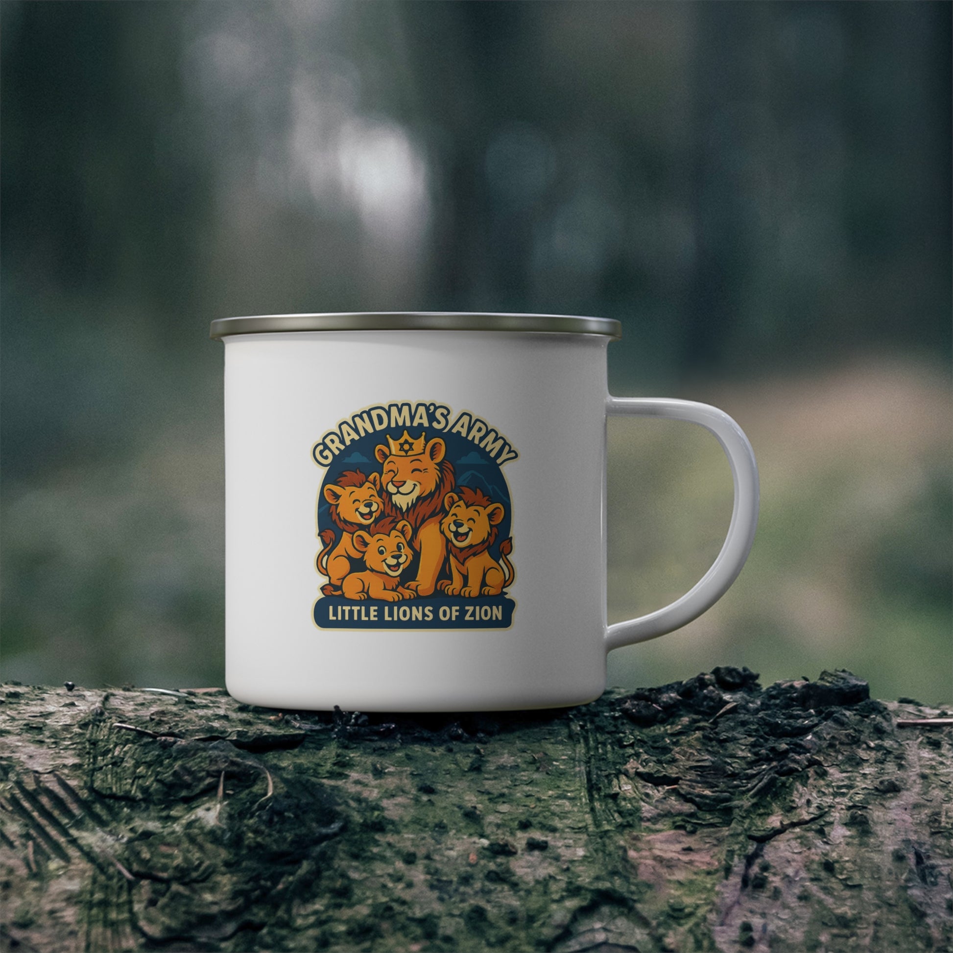 Grandma's Little Lions Enamel Camping Mug - American Zionist