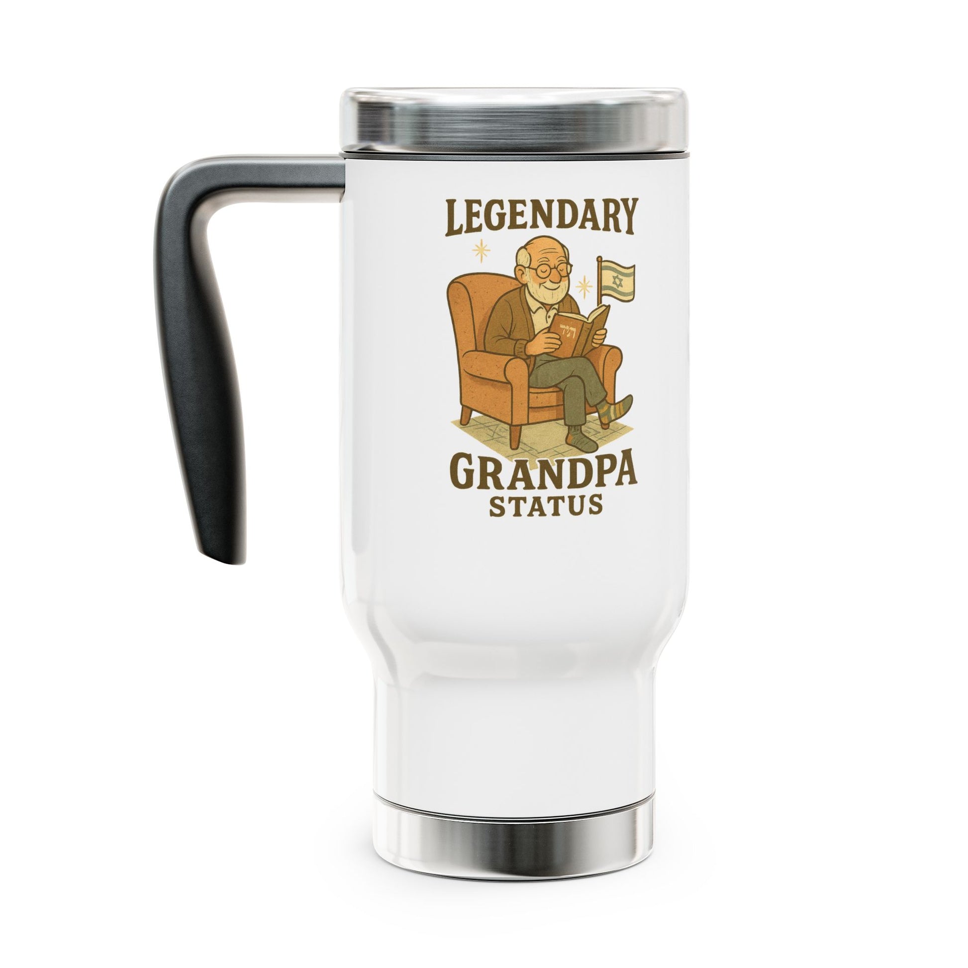 Legendary Grandpa Stainless Steel Travel Mug with Handle, 14oz - American Zionist