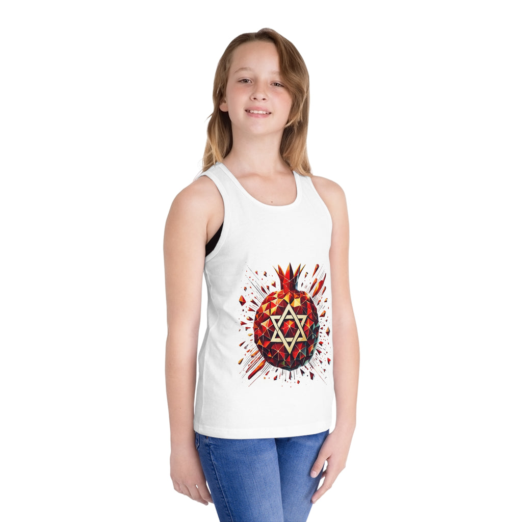 Pomegranate Star of David Kid's Jersey Tank Top - American Zionist