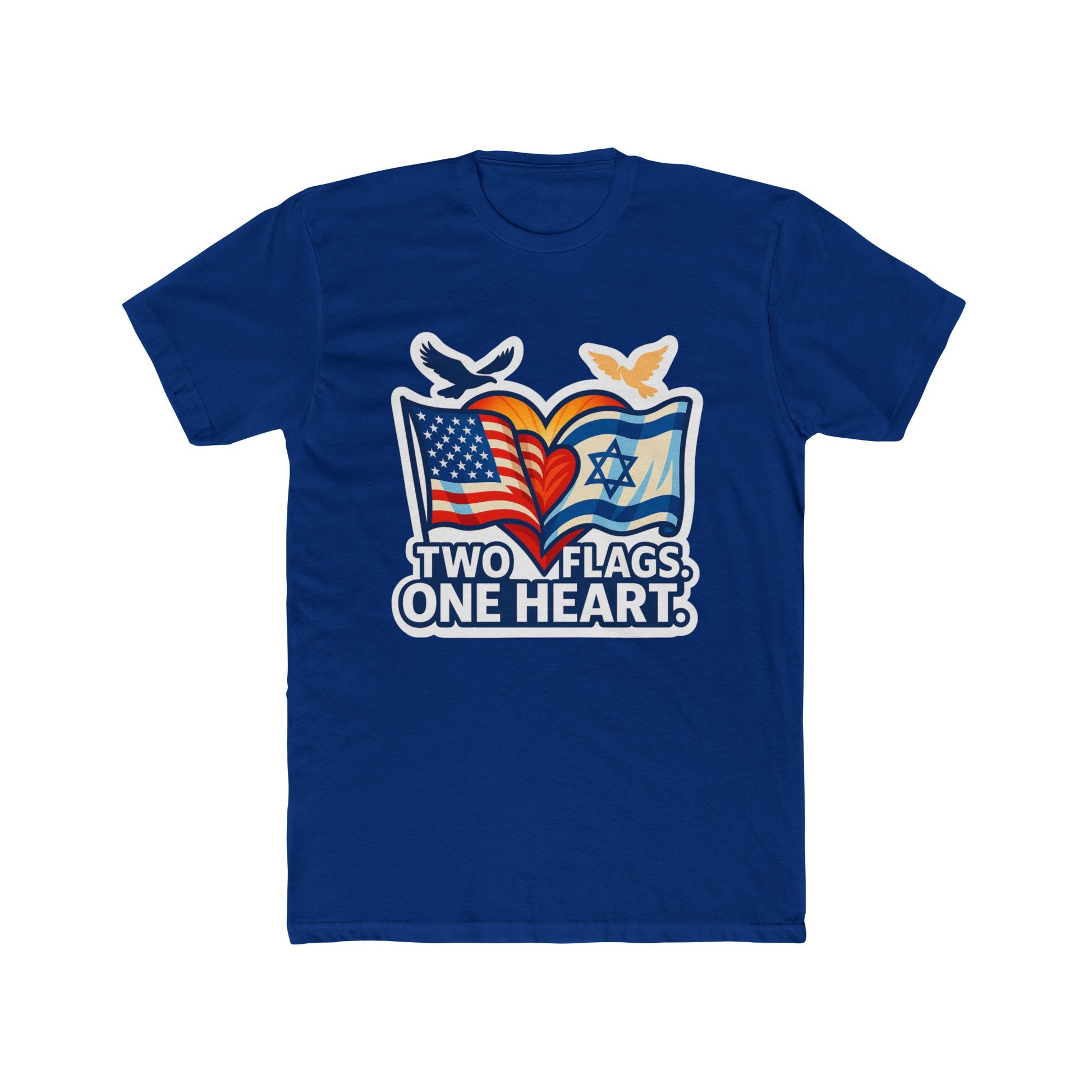 Two Flags. One Heart Unisex Cotton Crew Tee - American Zionist