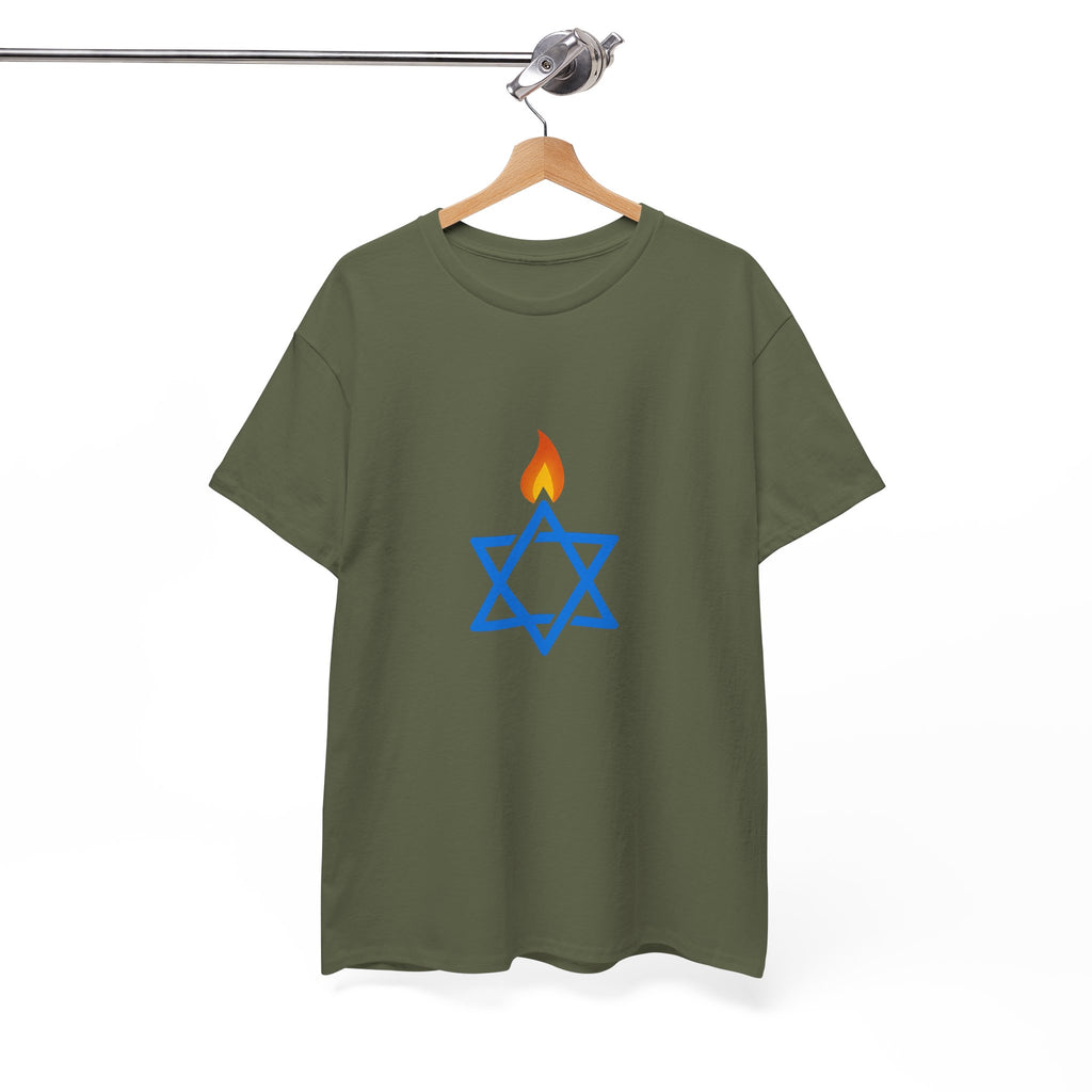 Fire Stars Of David Unisex Heavy Cotton Tee - American Zionist