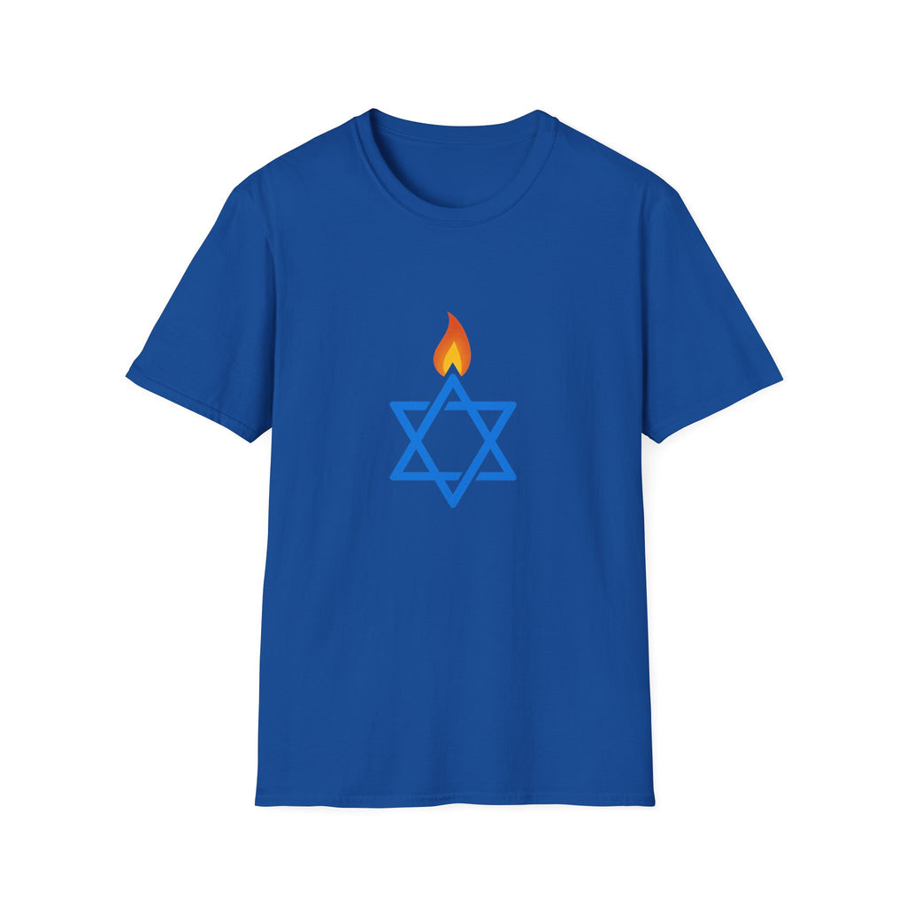 Fire Stars Of David Unisex Softstyle T-Shirt - American Zionist