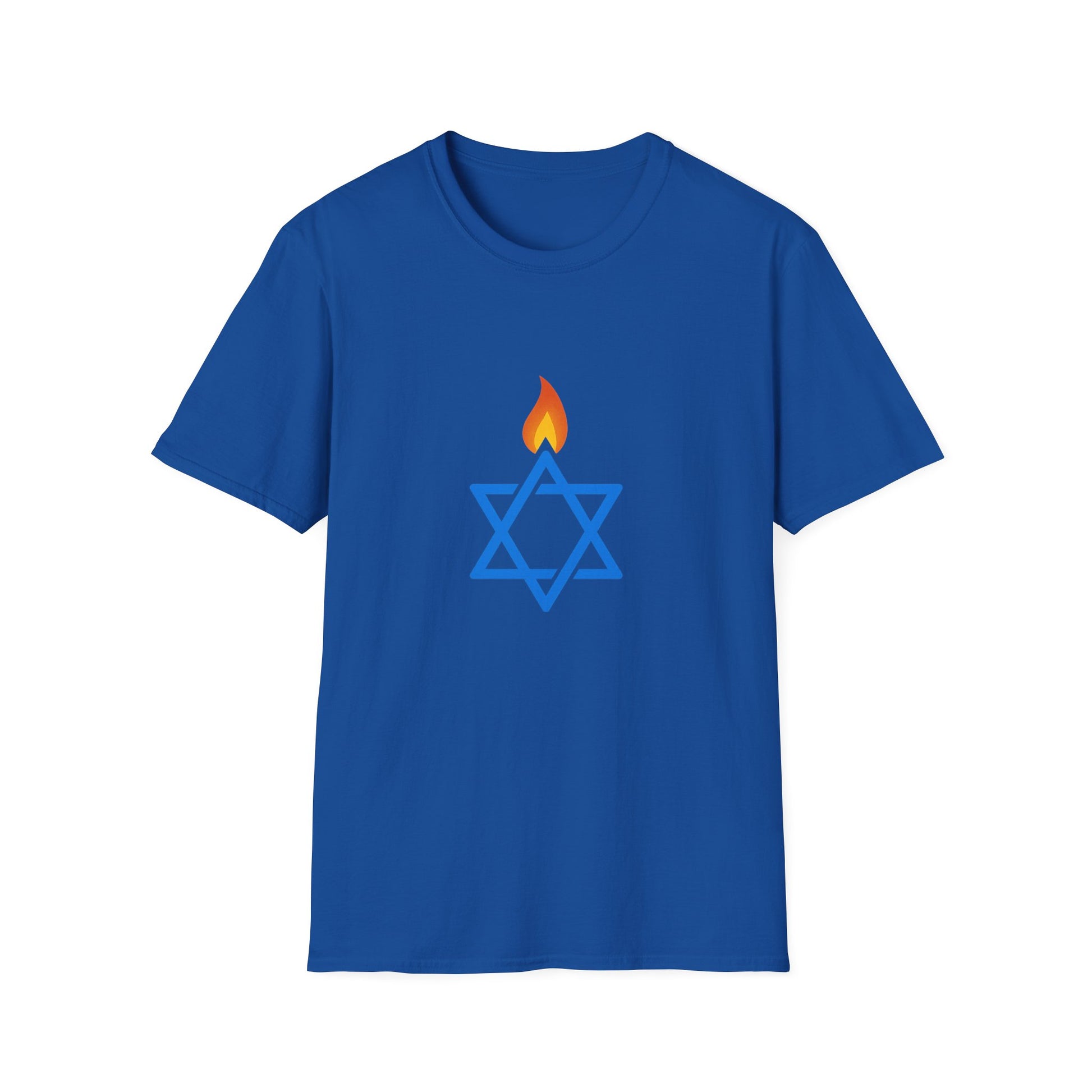 Fire Stars Of David Unisex Softstyle T-Shirt - American Zionist
