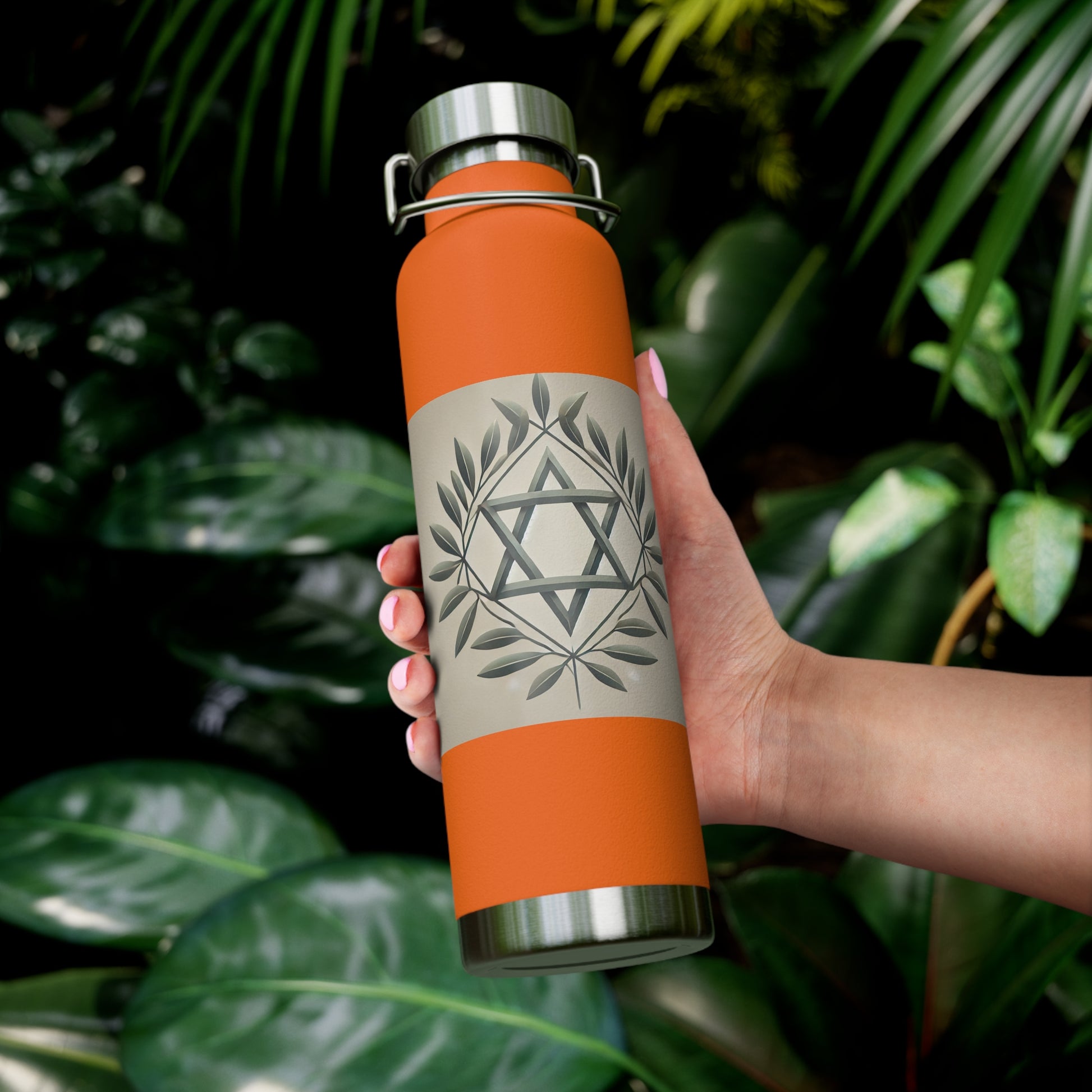 Olive and Star of David Copper Vacuum Insulated Bottle, 22oz - American Zionist