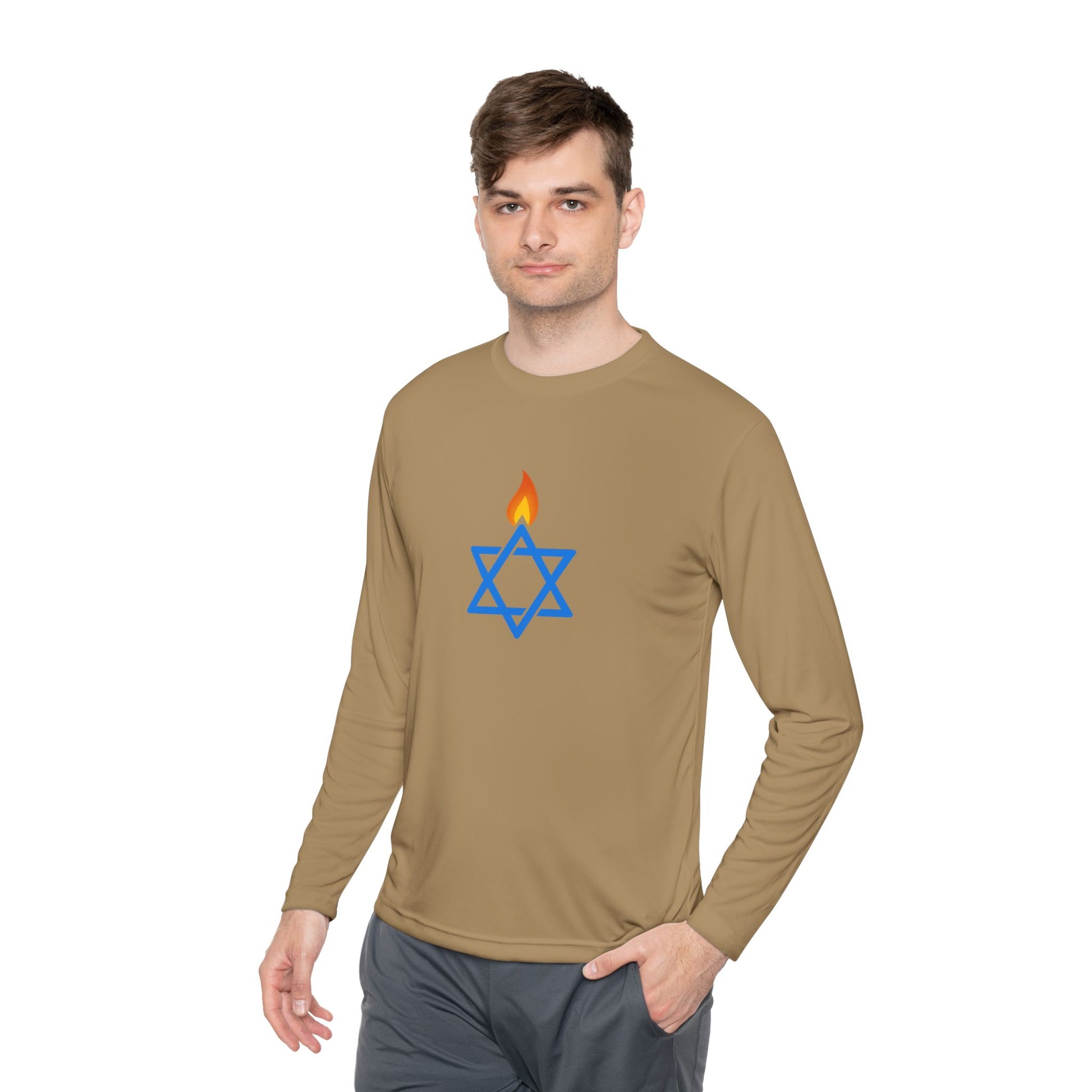 Fire Stars Of David Unisex Lightweight Long Sleeve Tee - American Zionist