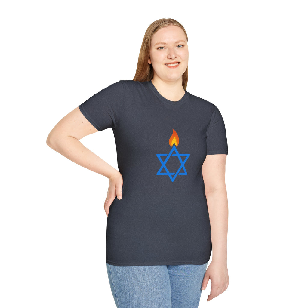 Fire Stars Of David Unisex Softstyle T-Shirt - American Zionist