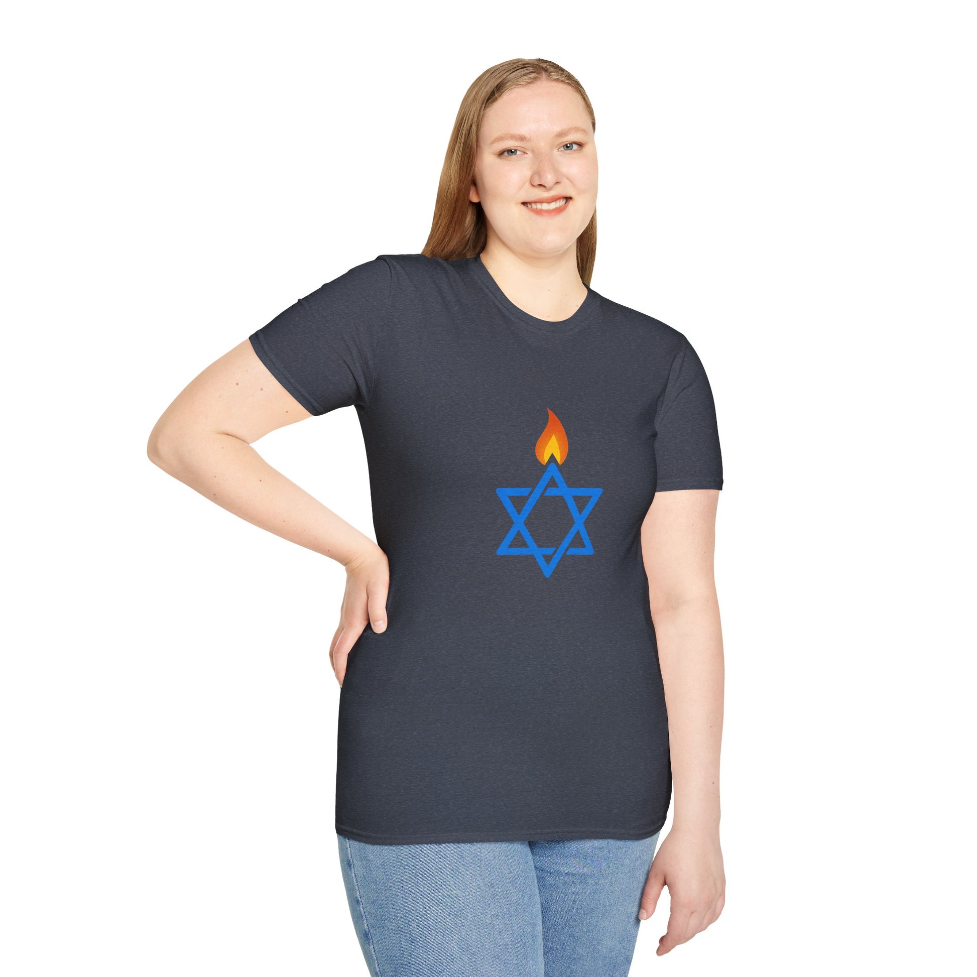 Fire Stars Of David Unisex Softstyle T-Shirt - American Zionist