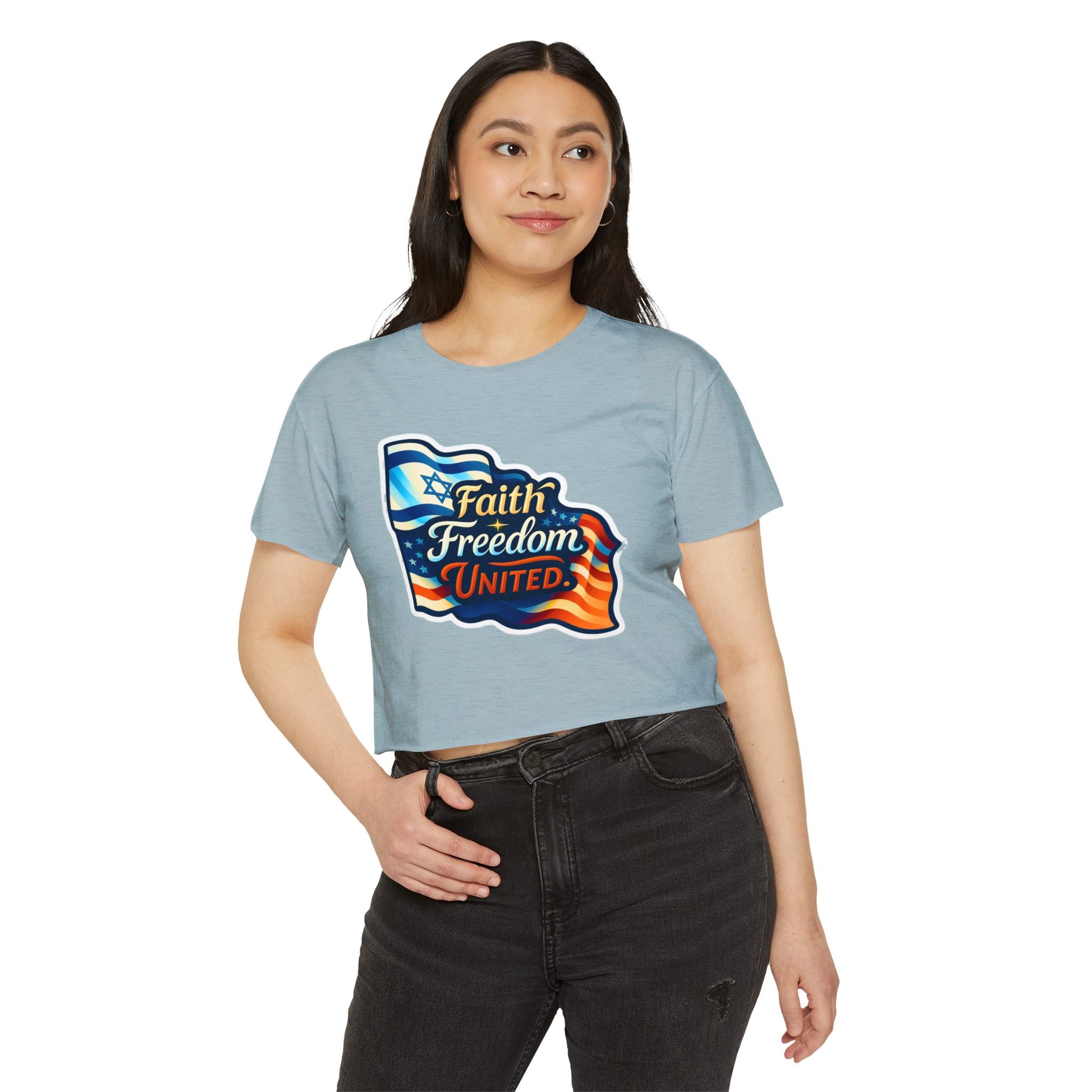 Faith Freedom United Women's Festival Crop Top - American Zionist