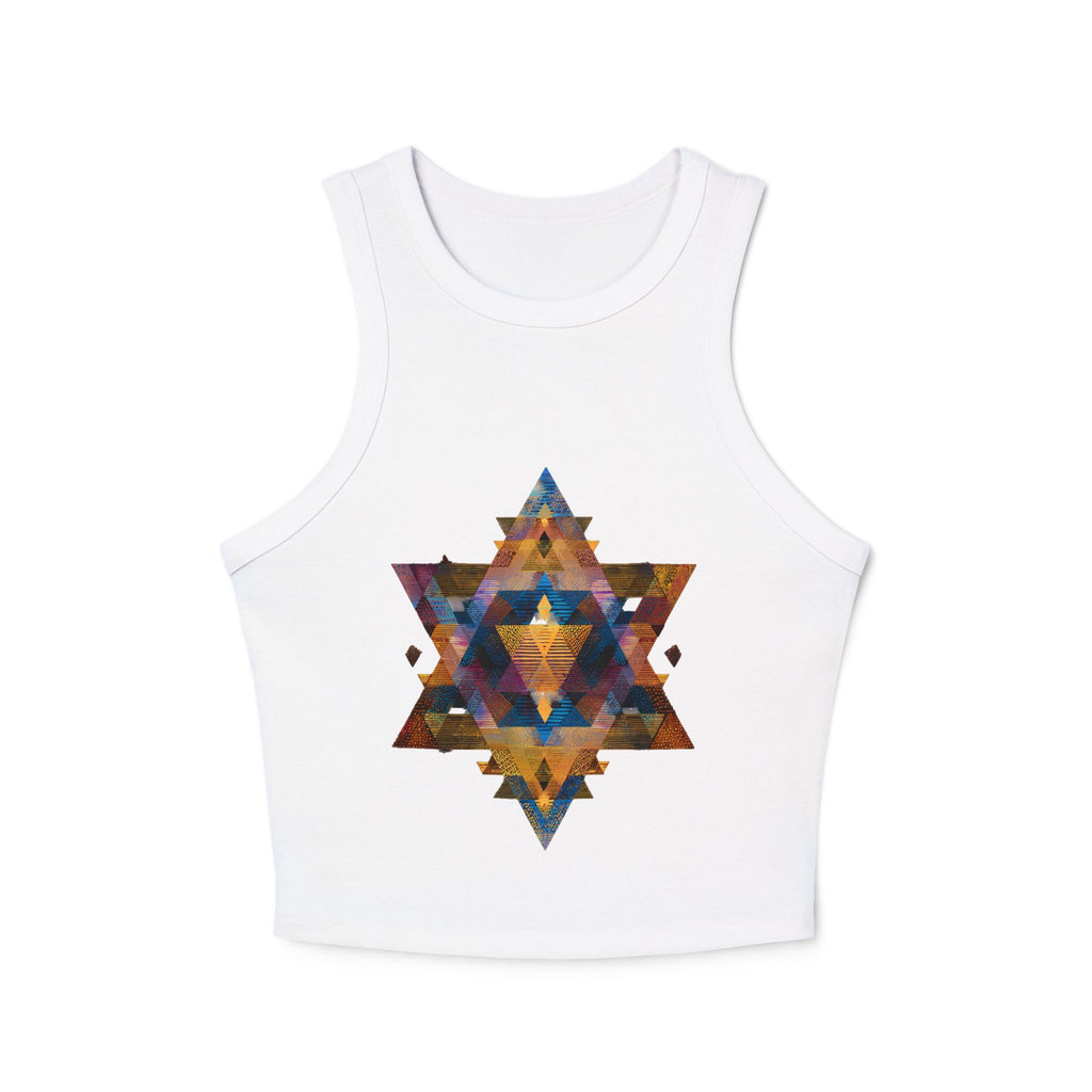 Star of David Geometric Women's Micro Rib Racer Tank Top - American Zionist