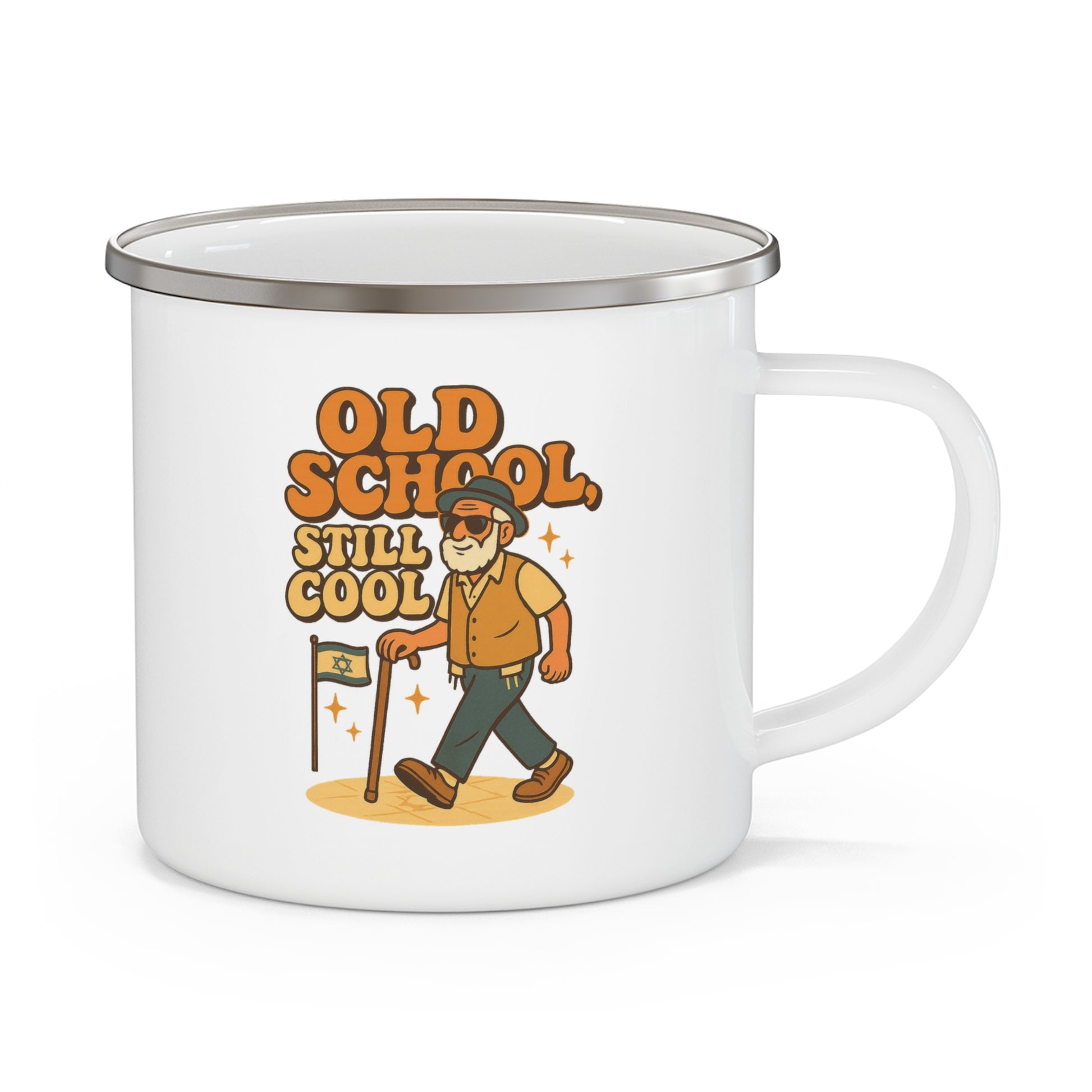 Old School Grandpa Enamel Camping Mug - American Zionist
