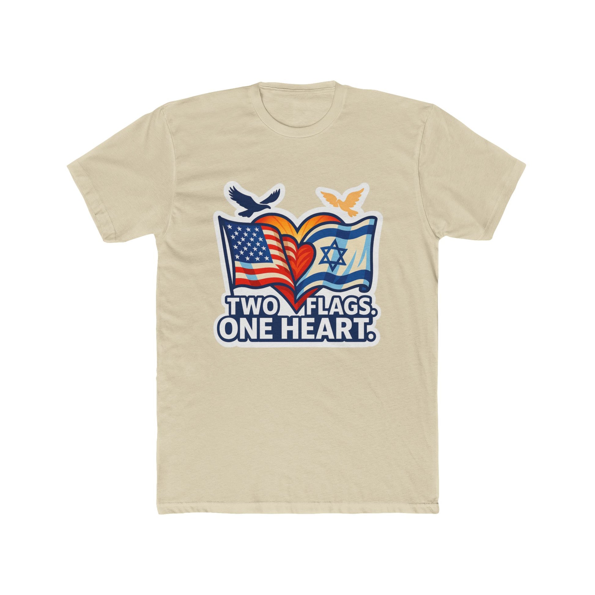 Two Flags. One Heart Unisex Cotton Crew Tee - American Zionist