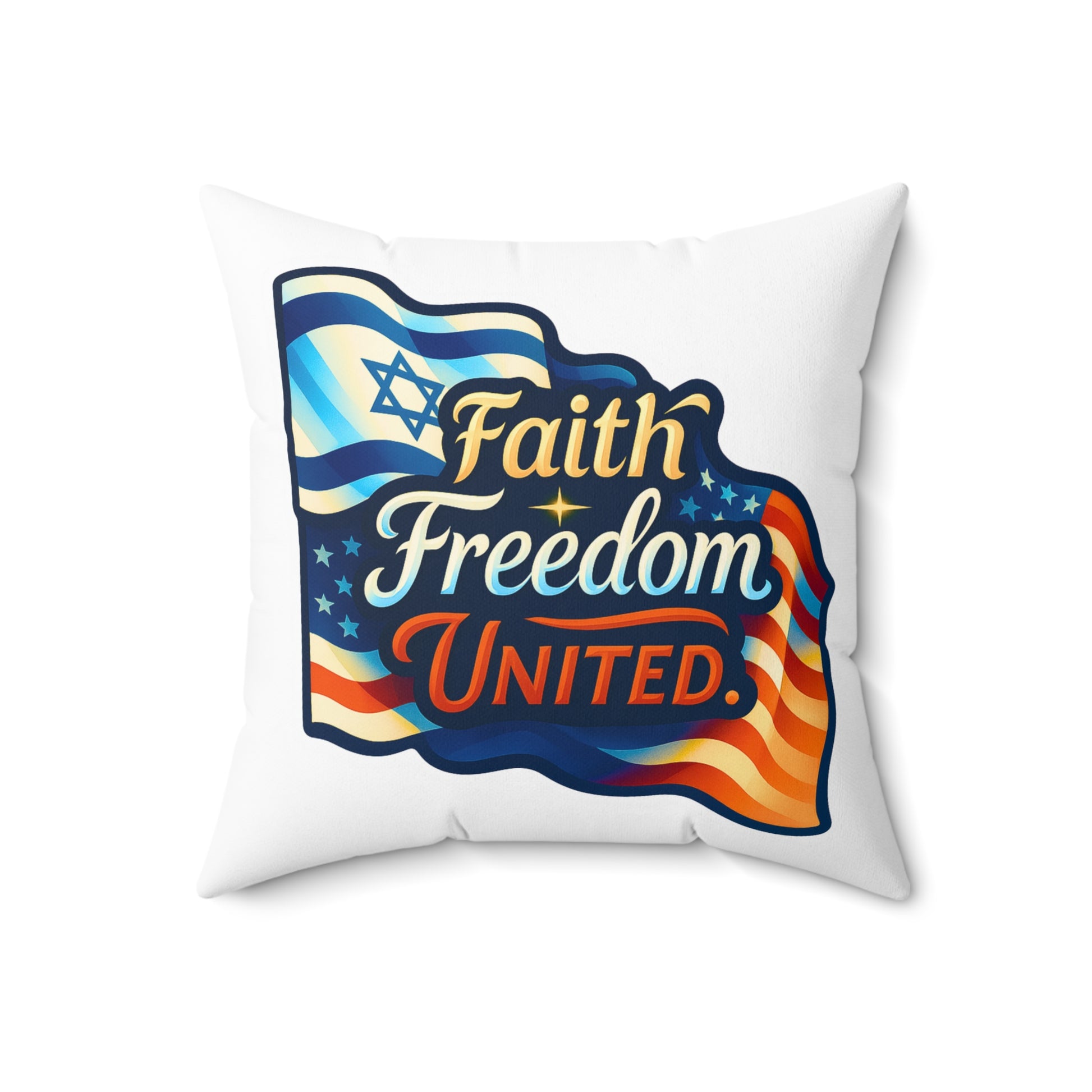 Faith Freedom United Spun Polyester Square Pillow - American Zionist
