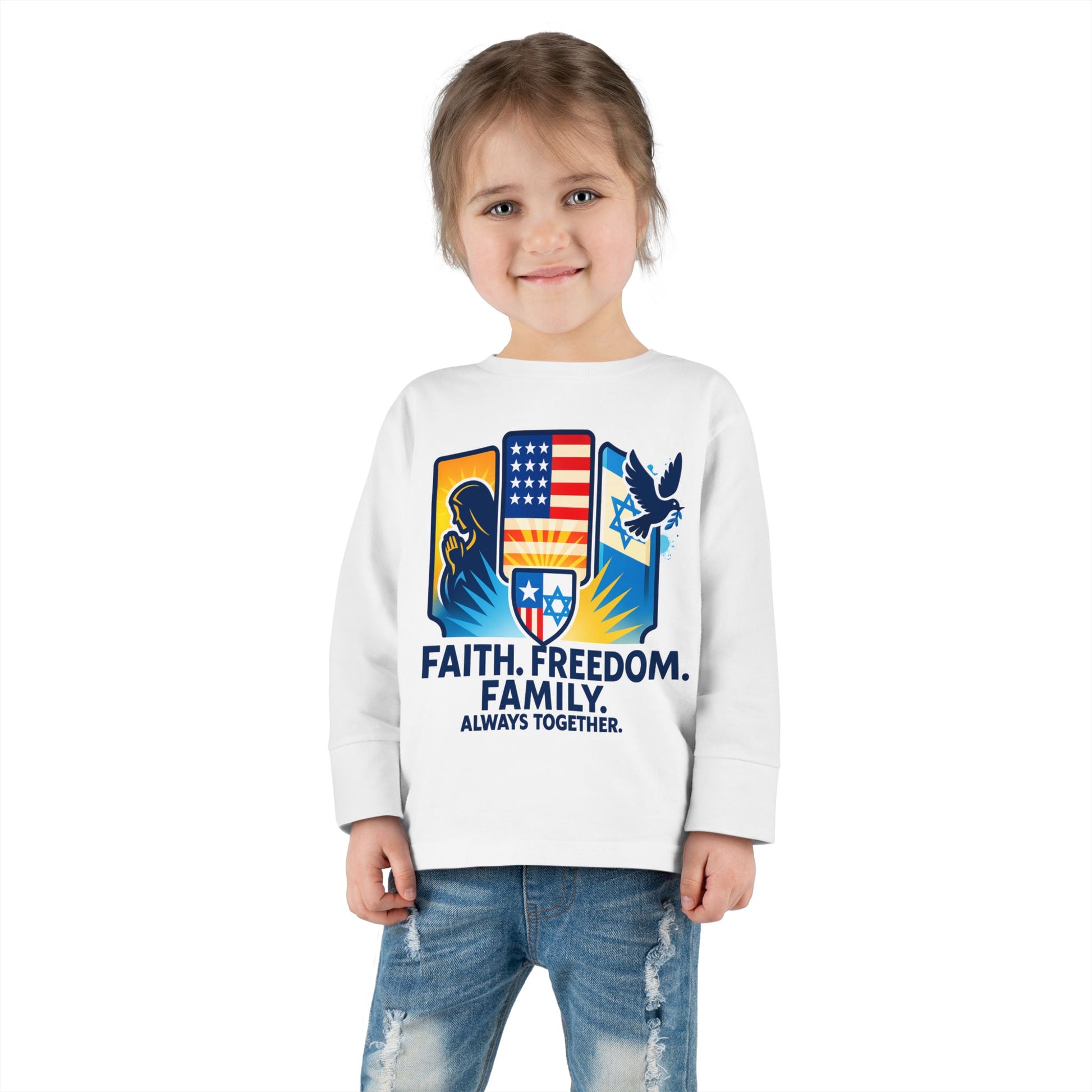 Faith Freedom Family Toddler Long Sleeve Tee - American Zionist