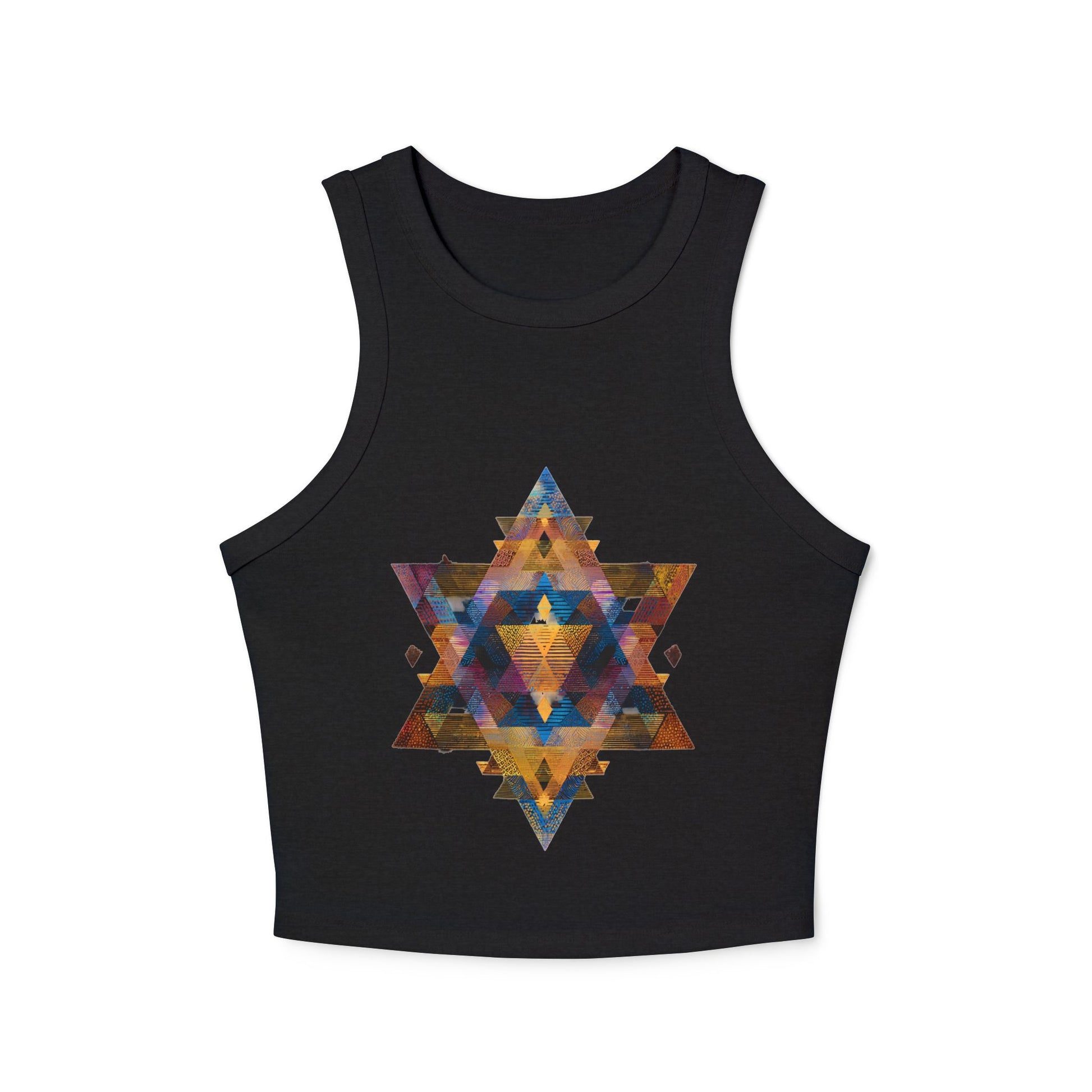 Star of David Geometric Women's Micro Rib Racer Tank Top - American Zionist