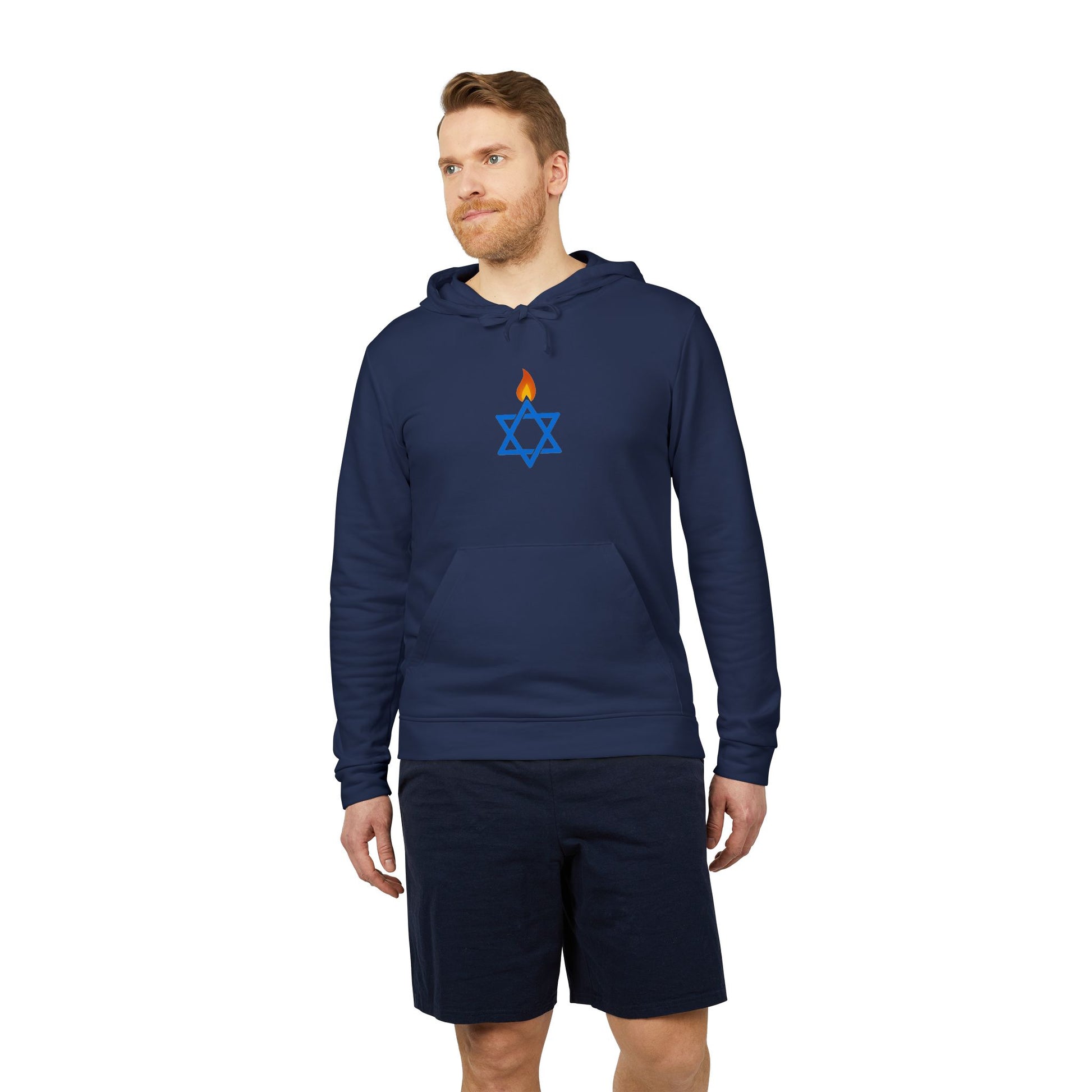 Fire Stars Of David Adidas Unisex Fleece Hoodie - American Zionist