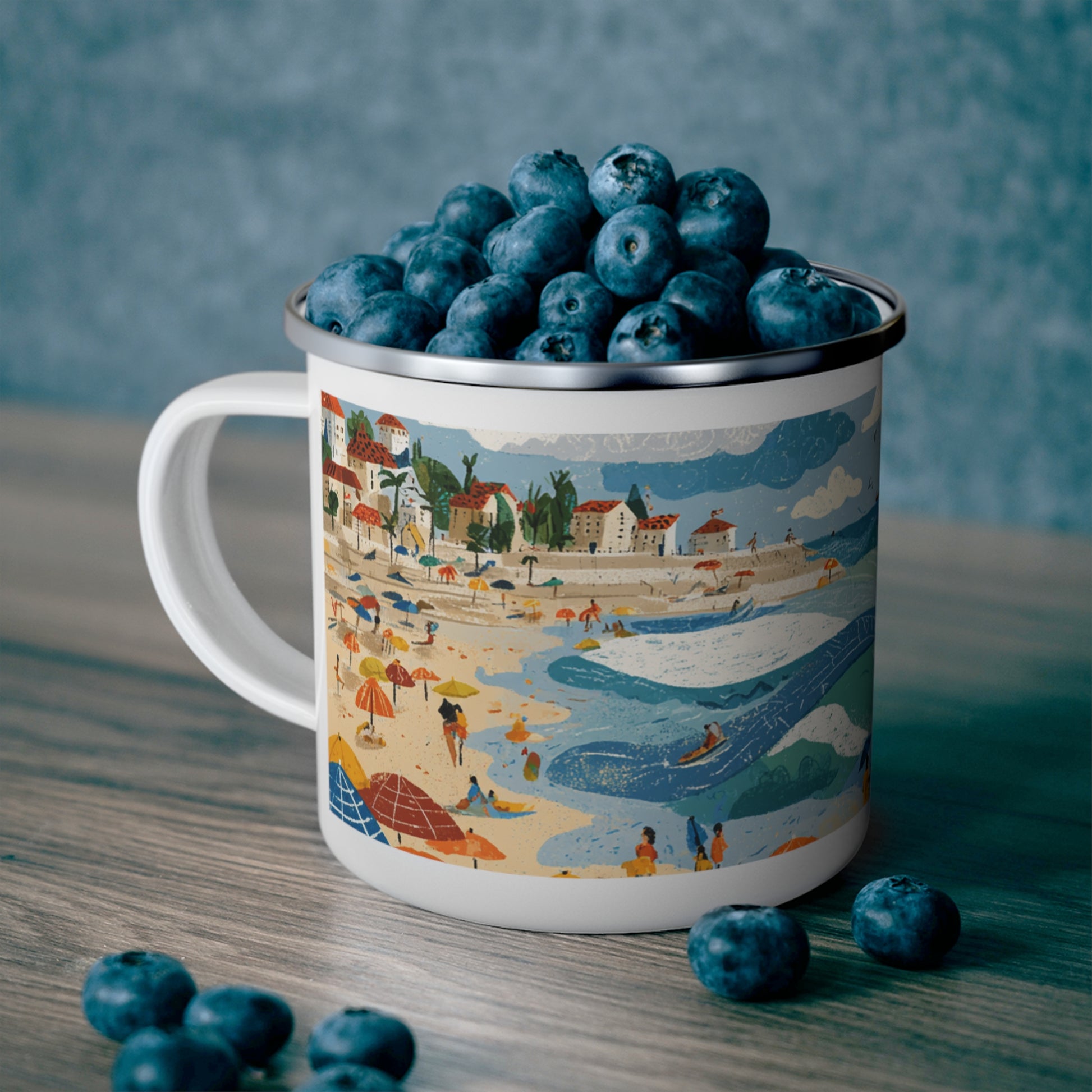 Tel Aviv Beach Enamel Camping Mug - American Zionist
