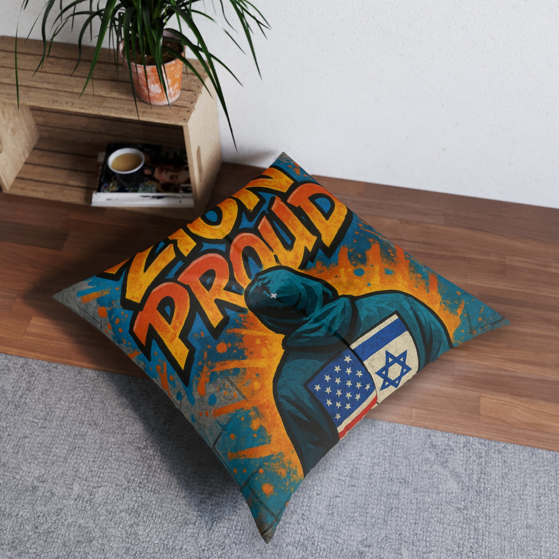 Zion Proud Tufted Floor Pillow, Square - American Zionist