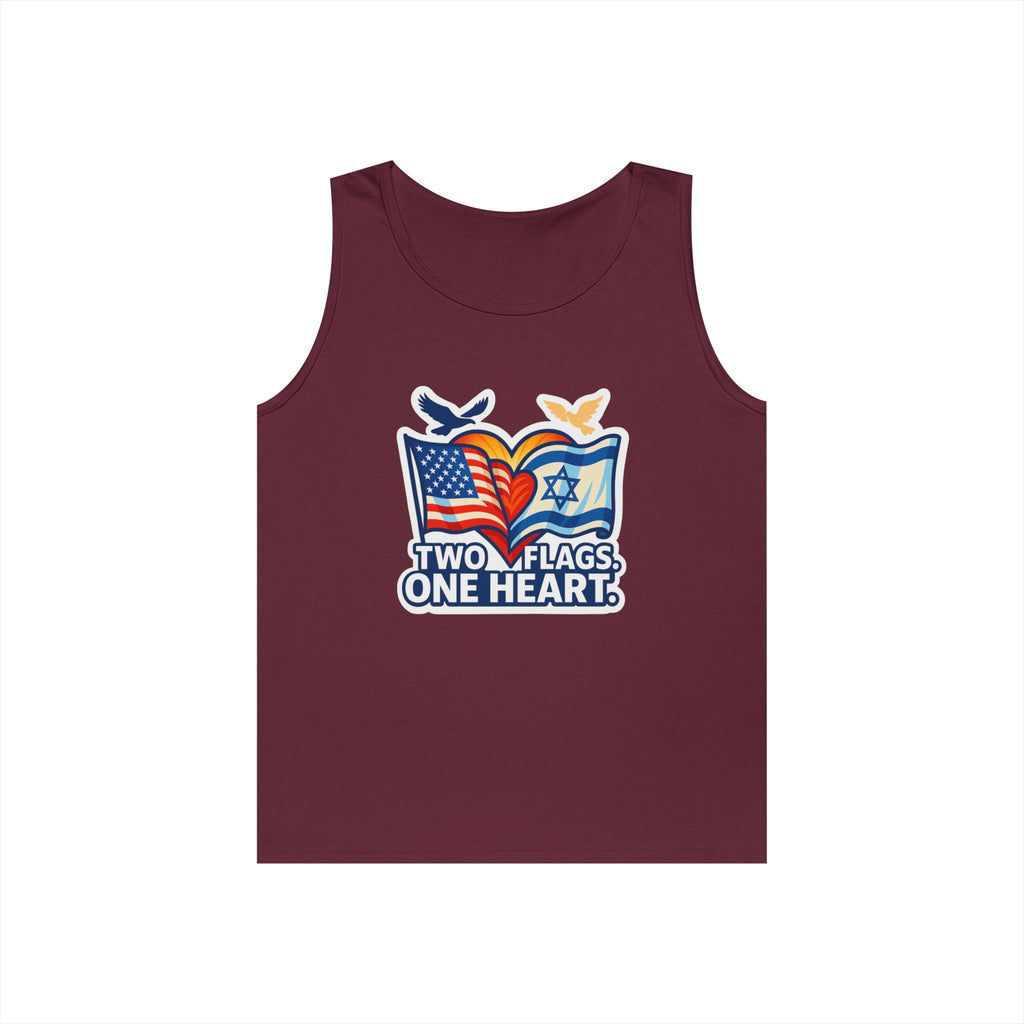 Two Flags. One Heart Unisex Heavy Cotton Tank Top - American Zionist