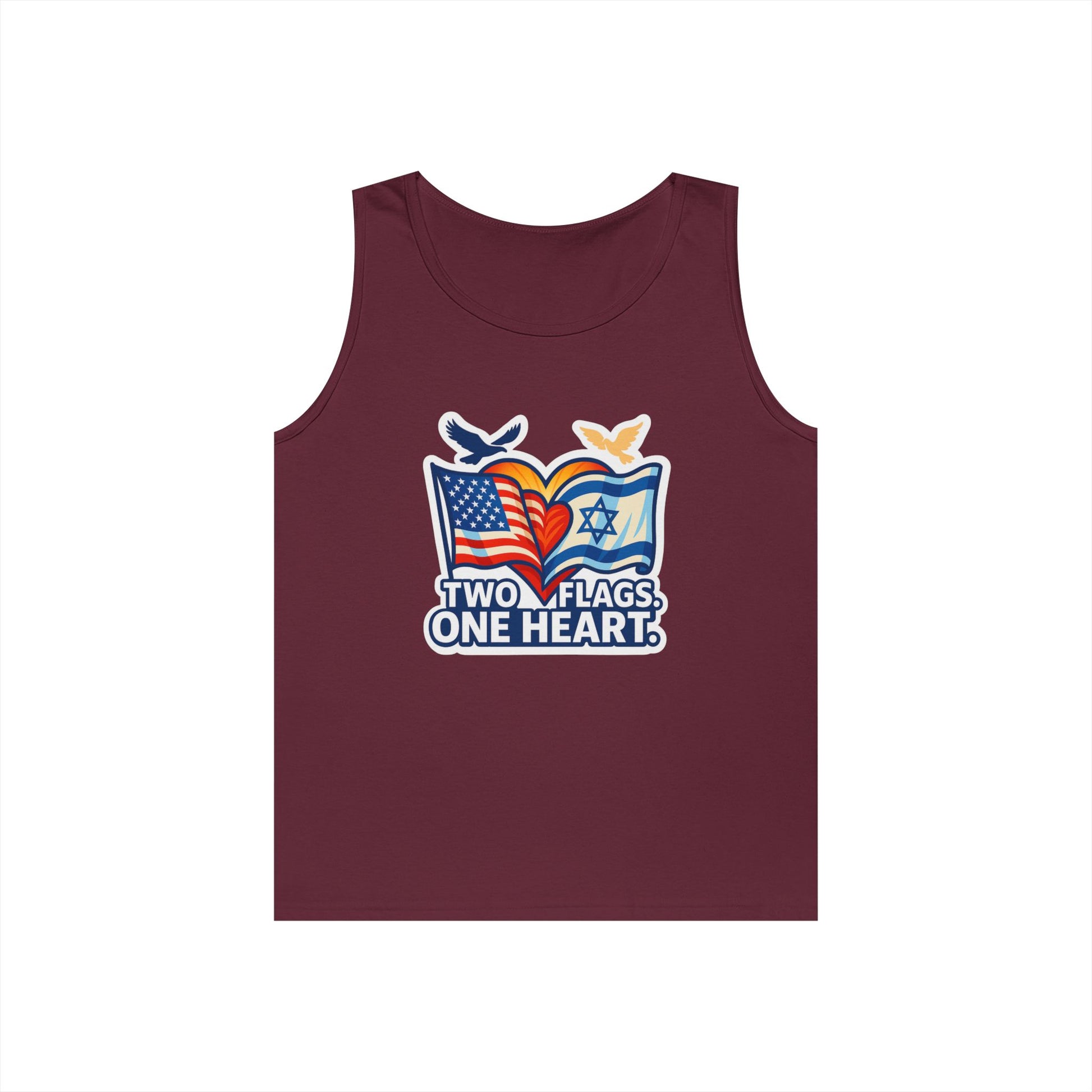 Two Flags. One Heart Unisex Heavy Cotton Tank Top - American Zionist