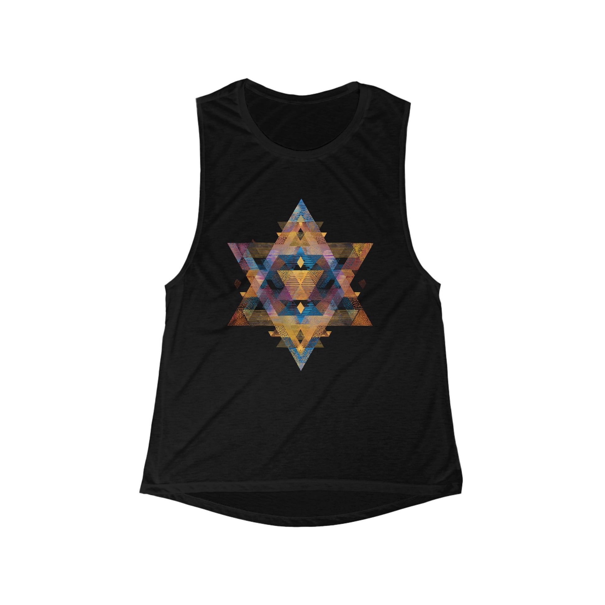 Star of David Geometric Women's Flowy Scoop Muscle Tank - American Zionist