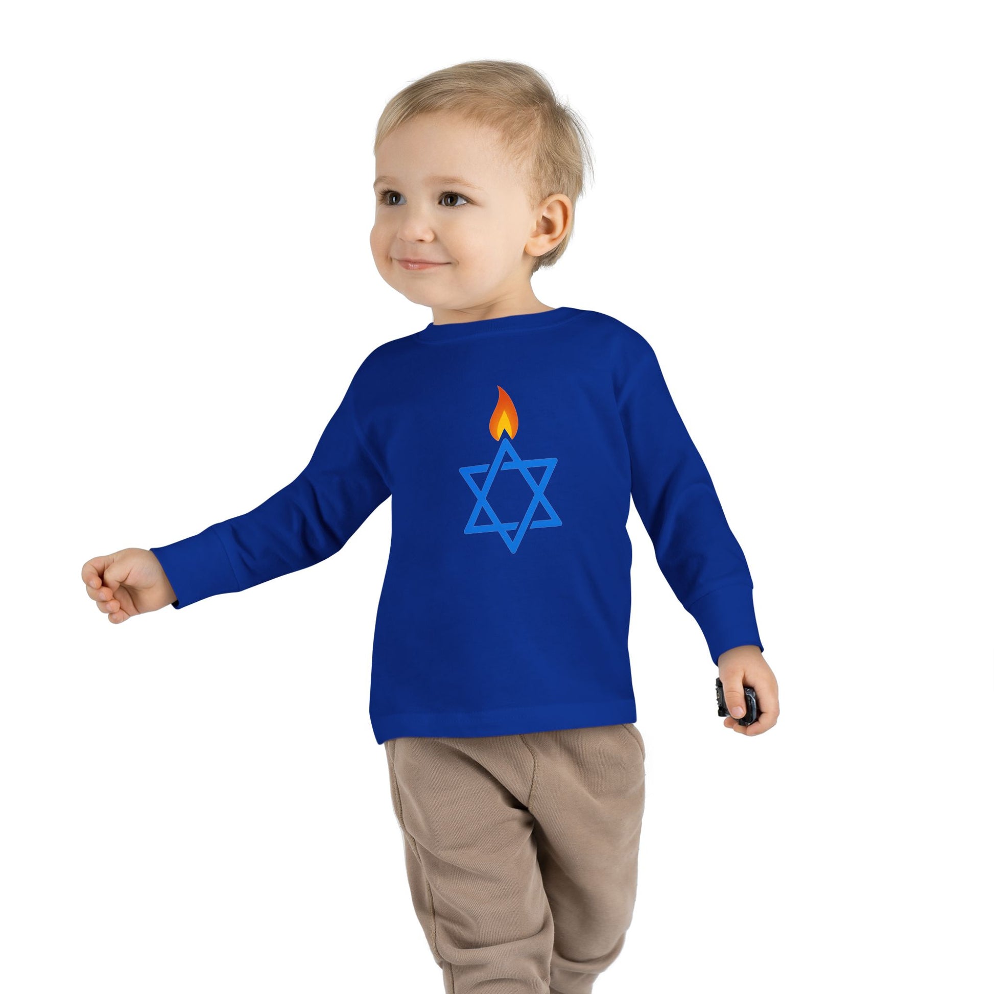 Fire Stars Of David Toddler Long Sleeve Tee - American Zionist