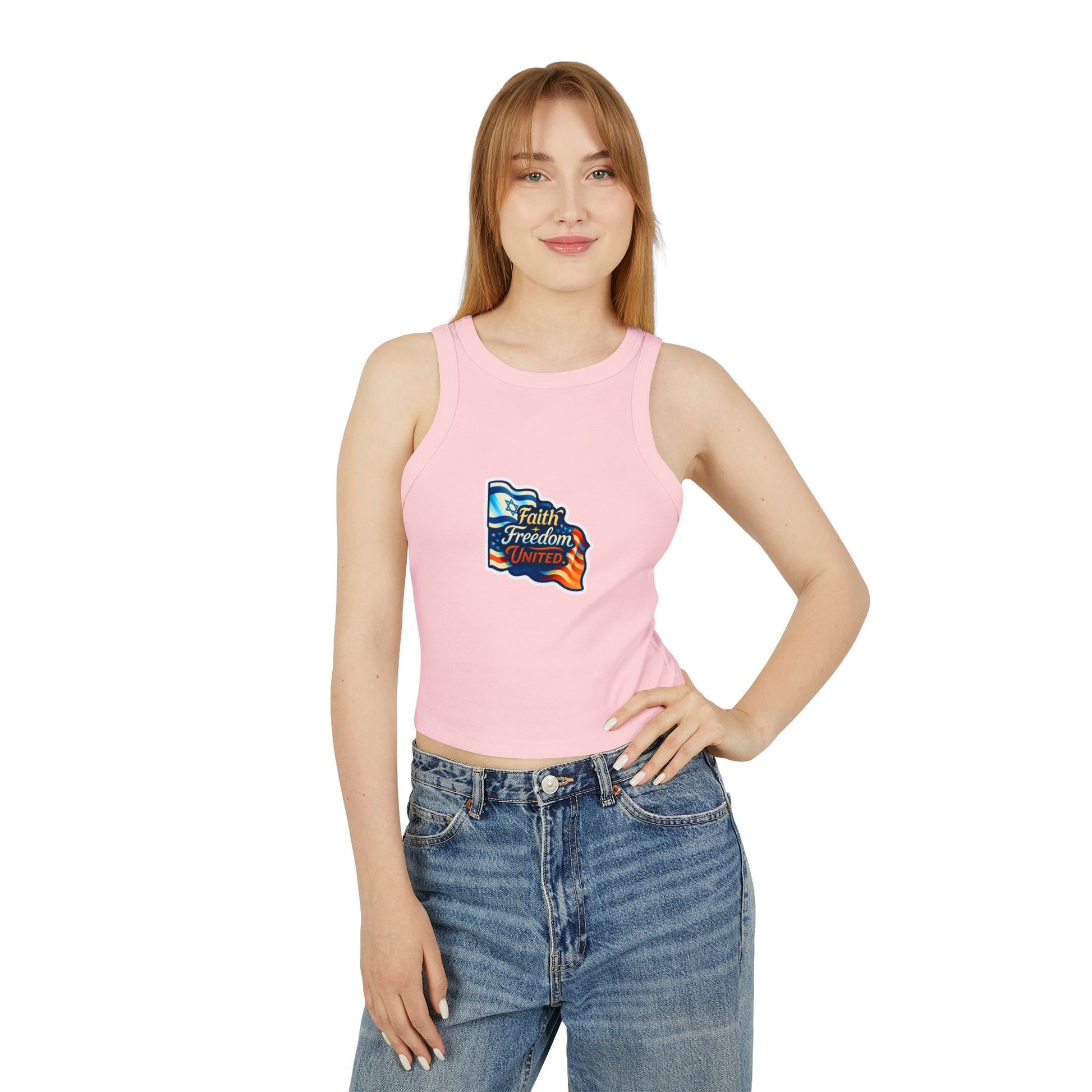 Faith Freedom United Women's Micro Rib Racer Tank Top - American Zionist