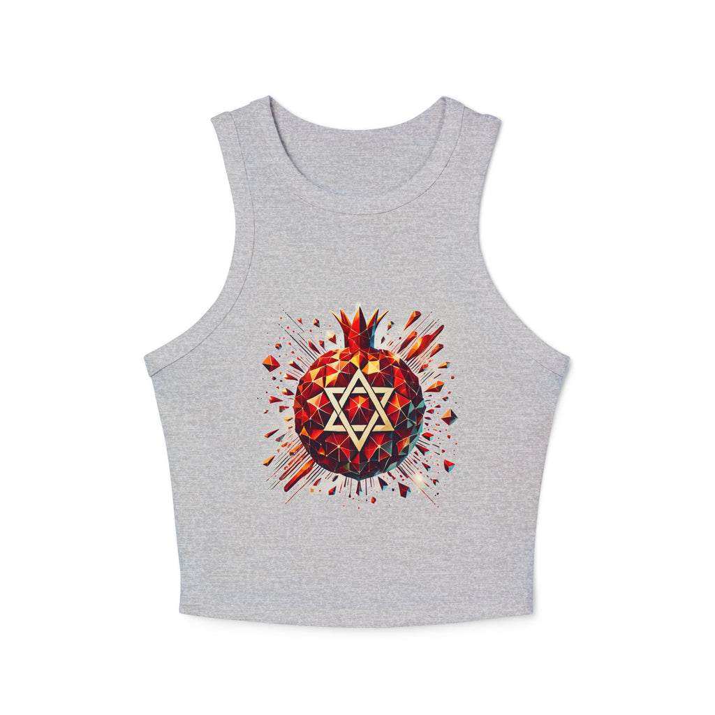Pomegranate Star of David Women's Micro Rib Racer Tank Top - American Zionist