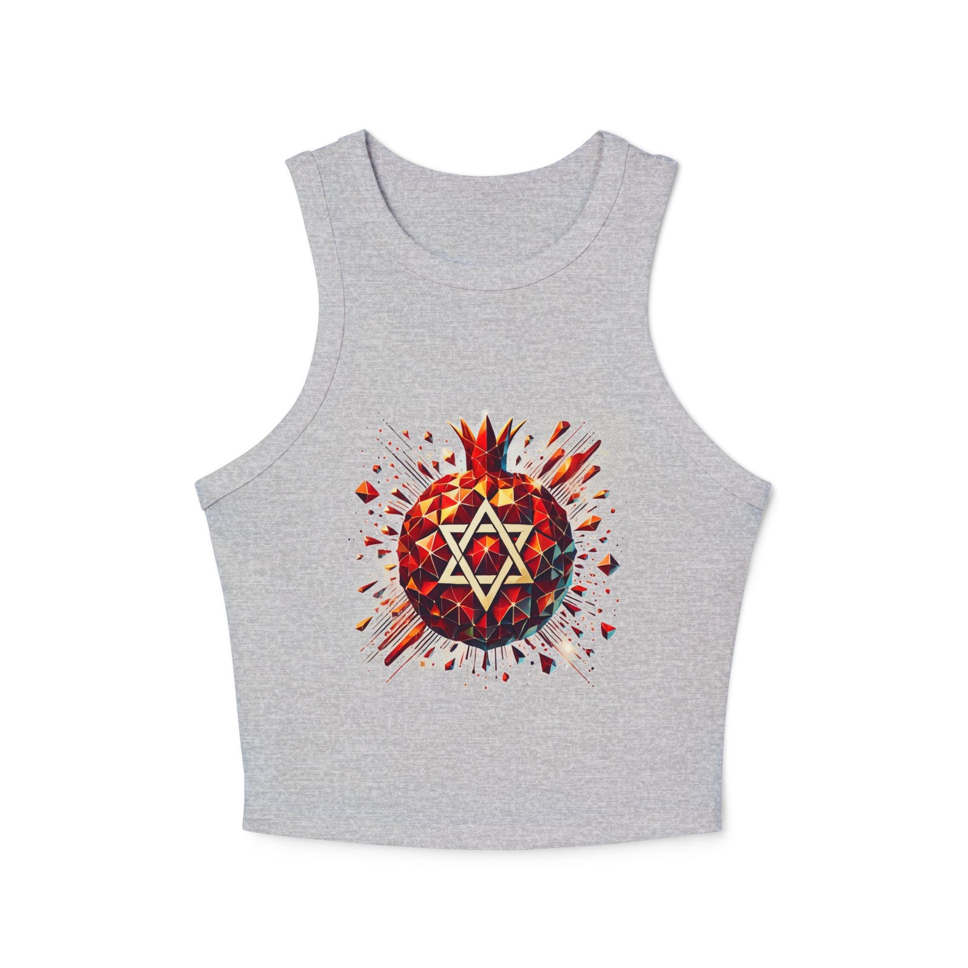Pomegranate Star of David Women's Micro Rib Racer Tank Top - American Zionist
