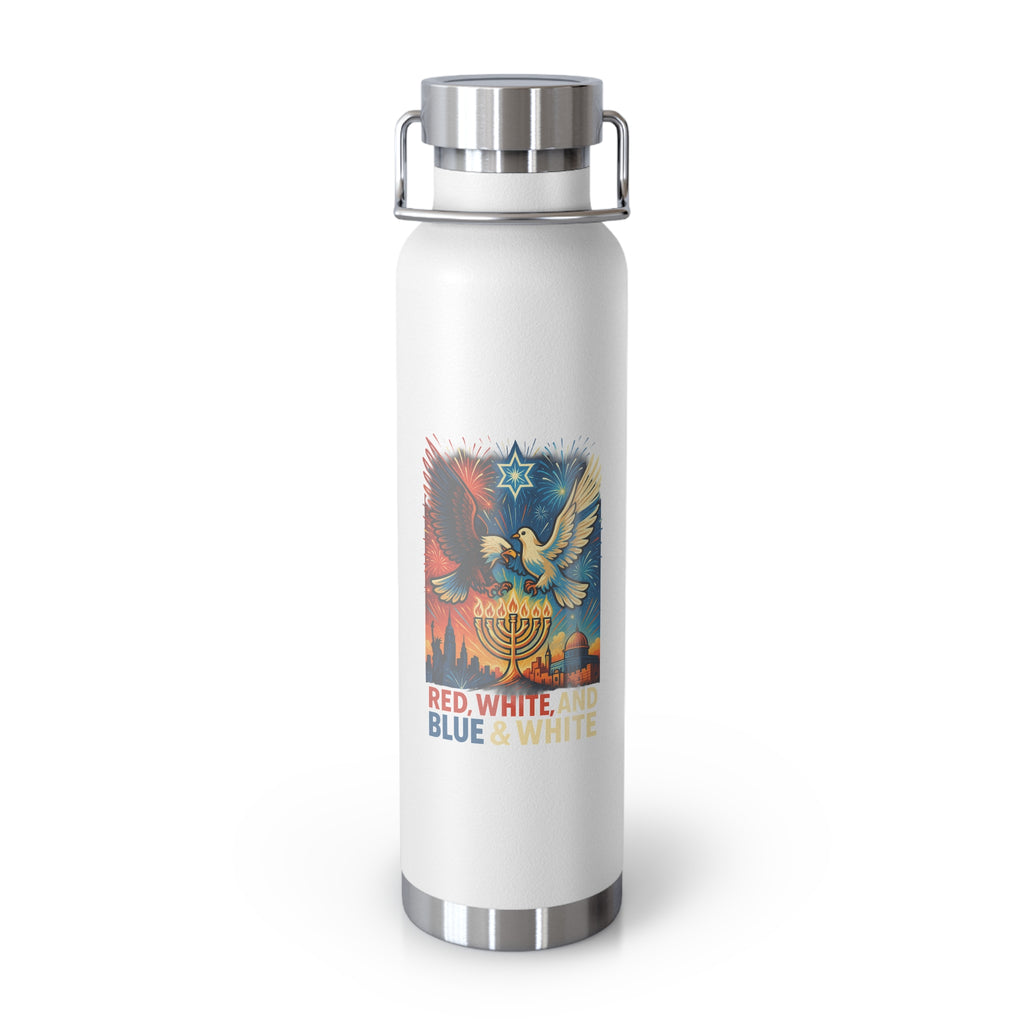 Red White and Blue Copper Vacuum Insulated Bottle, 22oz - American Zionist