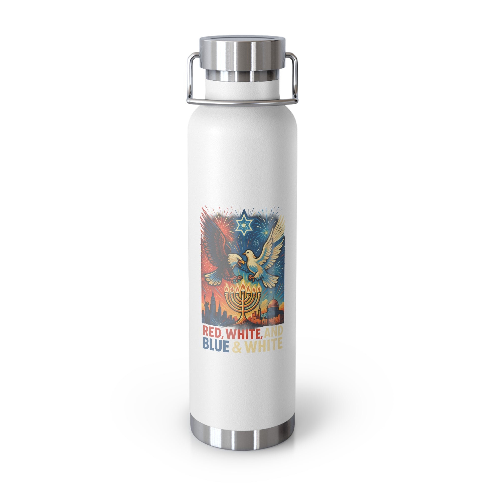 Red White and Blue Copper Vacuum Insulated Bottle, 22oz - American Zionist