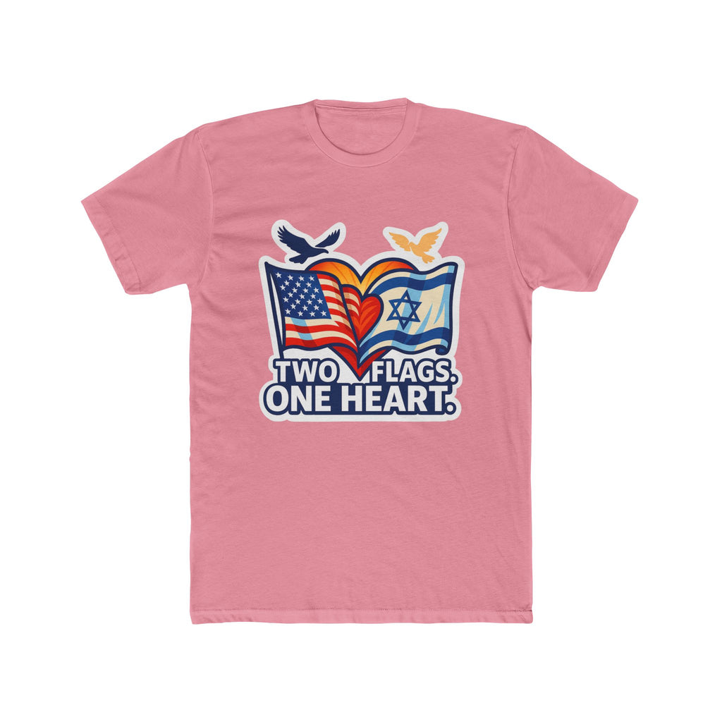 Two Flags. One Heart Unisex Cotton Crew Tee - American Zionist
