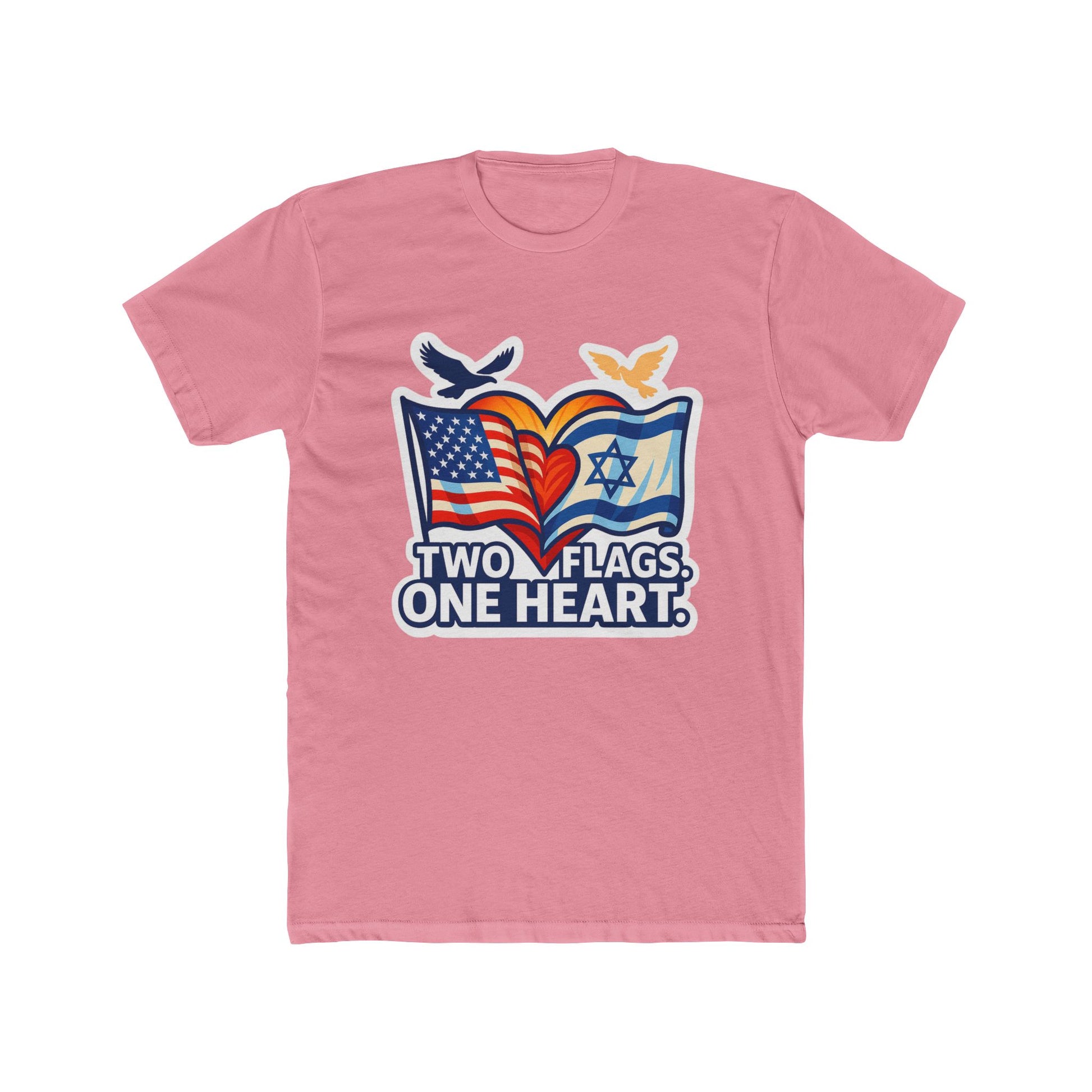 Two Flags. One Heart Unisex Cotton Crew Tee - American Zionist
