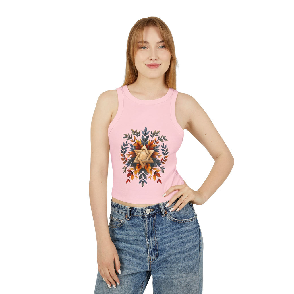 Star of David Wreath Women's Micro Rib Racer Tank Top - American Zionist