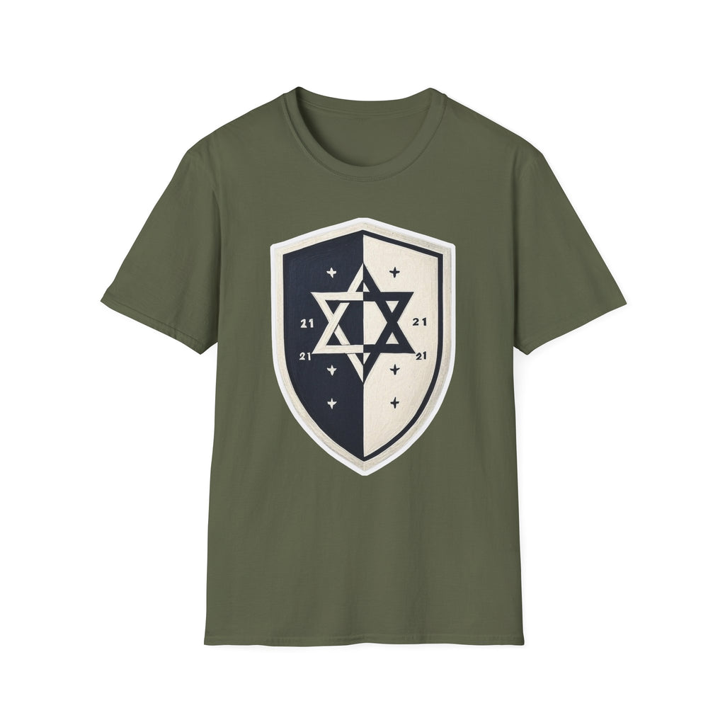 Black and White Shield Unisex Softstyle T-Shirt - American Zionist