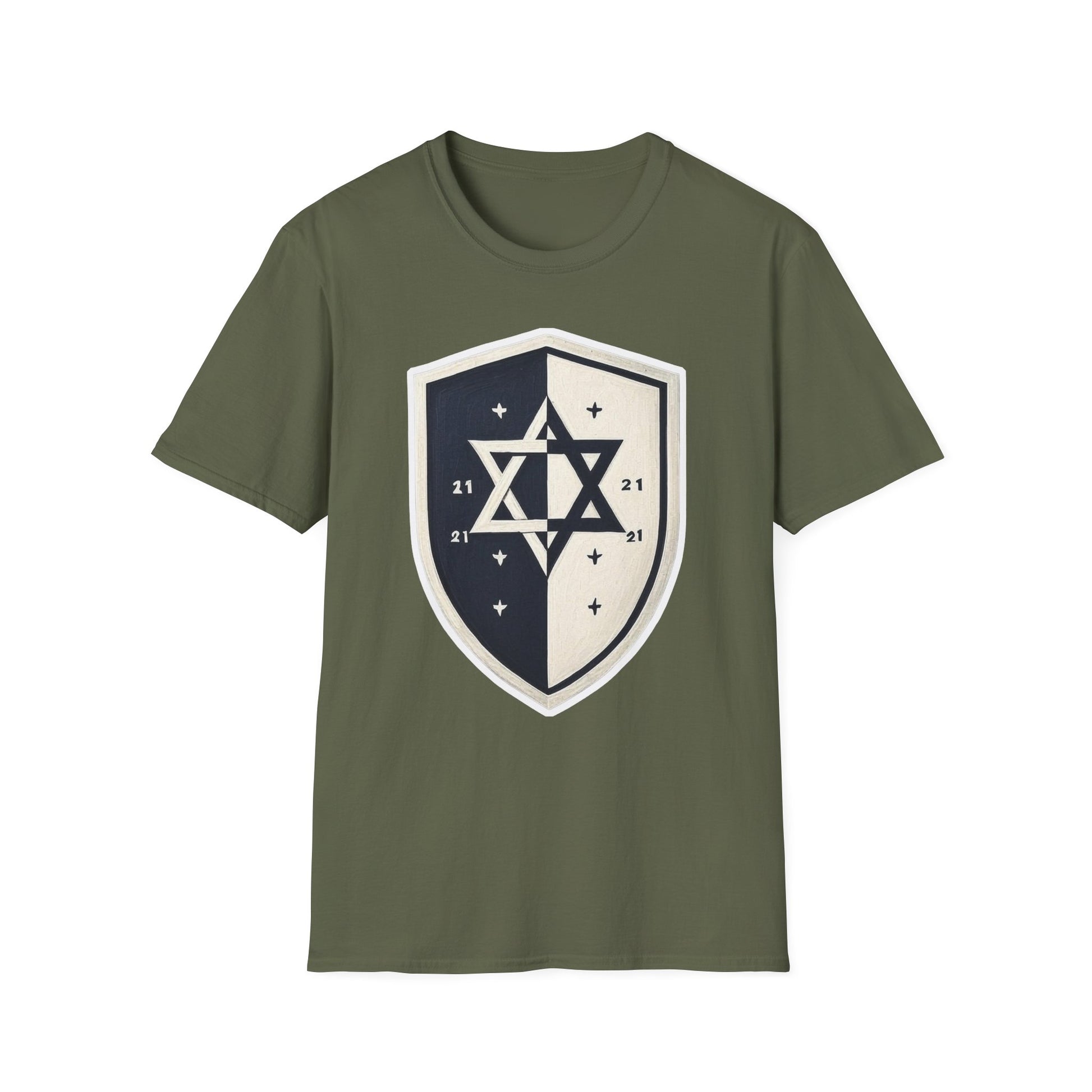 Black and White Shield Unisex Softstyle T-Shirt - American Zionist