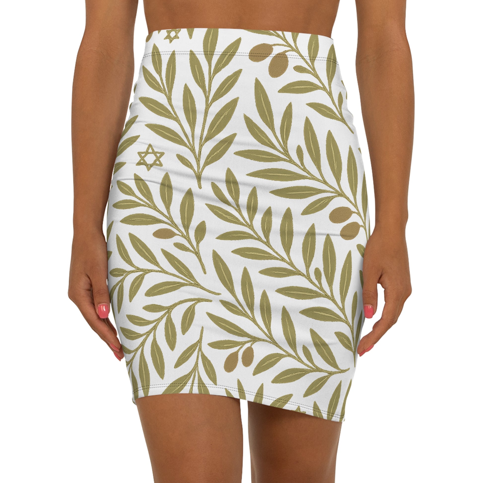 Olive Bloom Women's Mid - Waist Pencil Skirt (AOP) - American Zionist