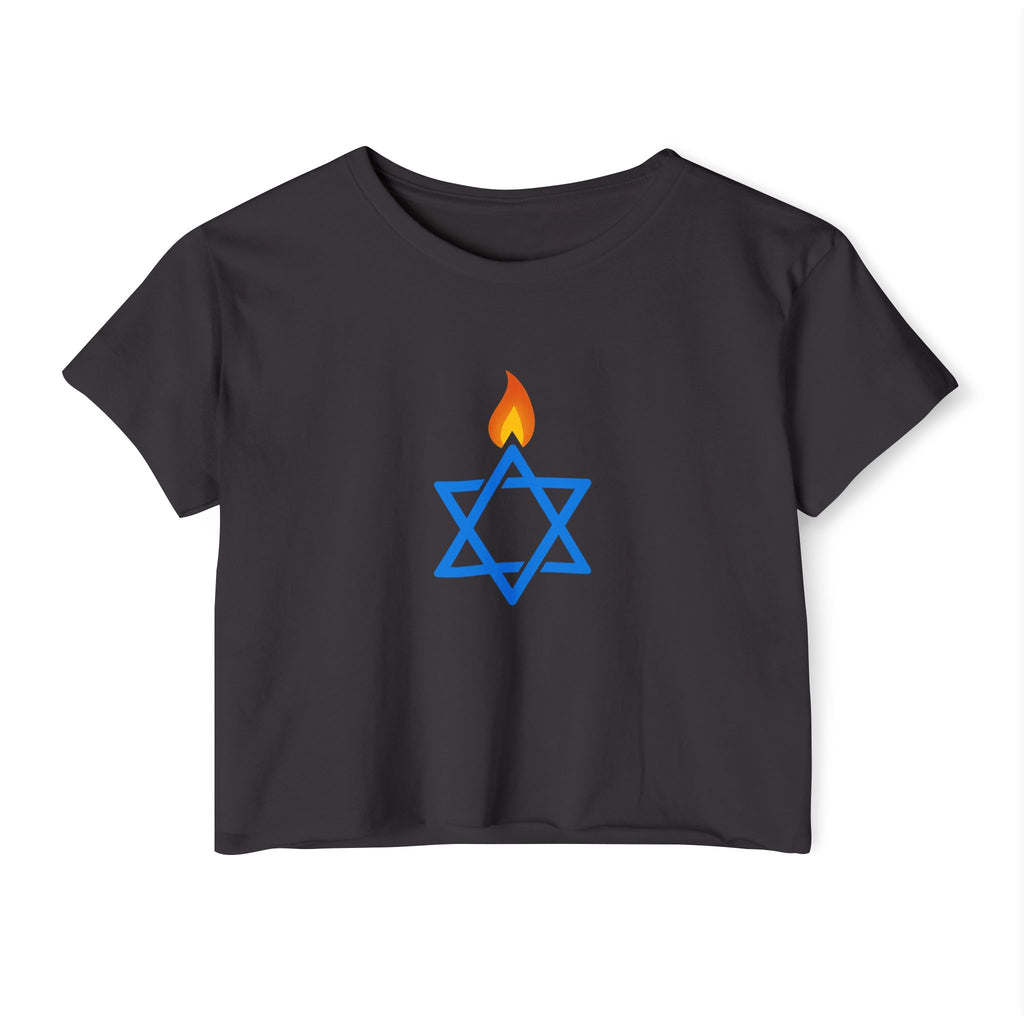 Fire Stars Of David Women's Festival Crop Top - American Zionist